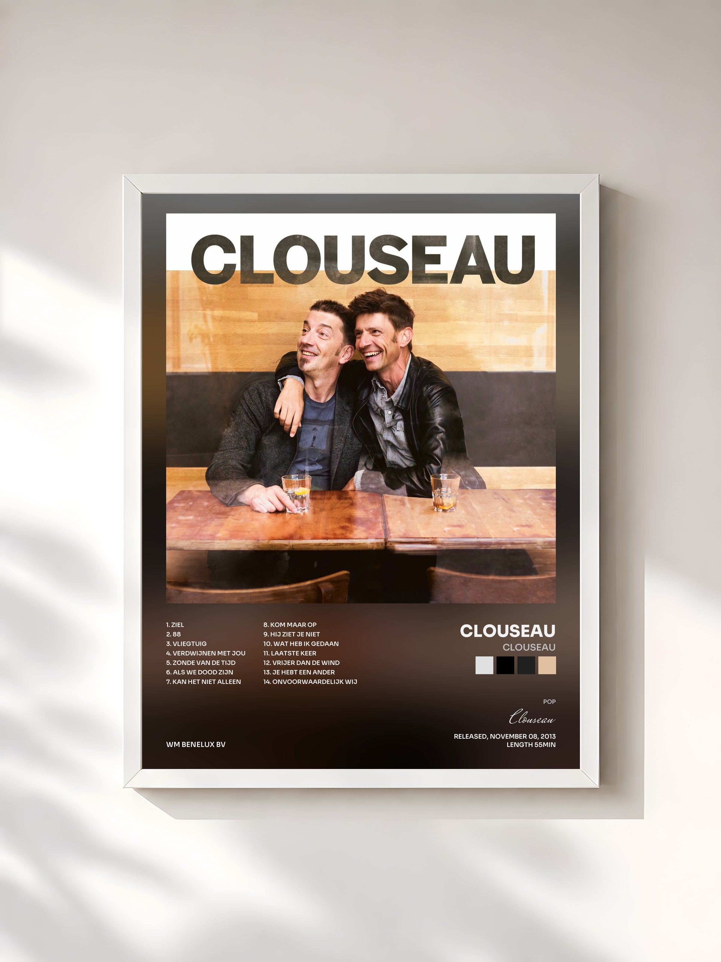 #blanc Tableau de l'album Clouseau de Clouseau, cadre blanc, imprimé et encadré en France