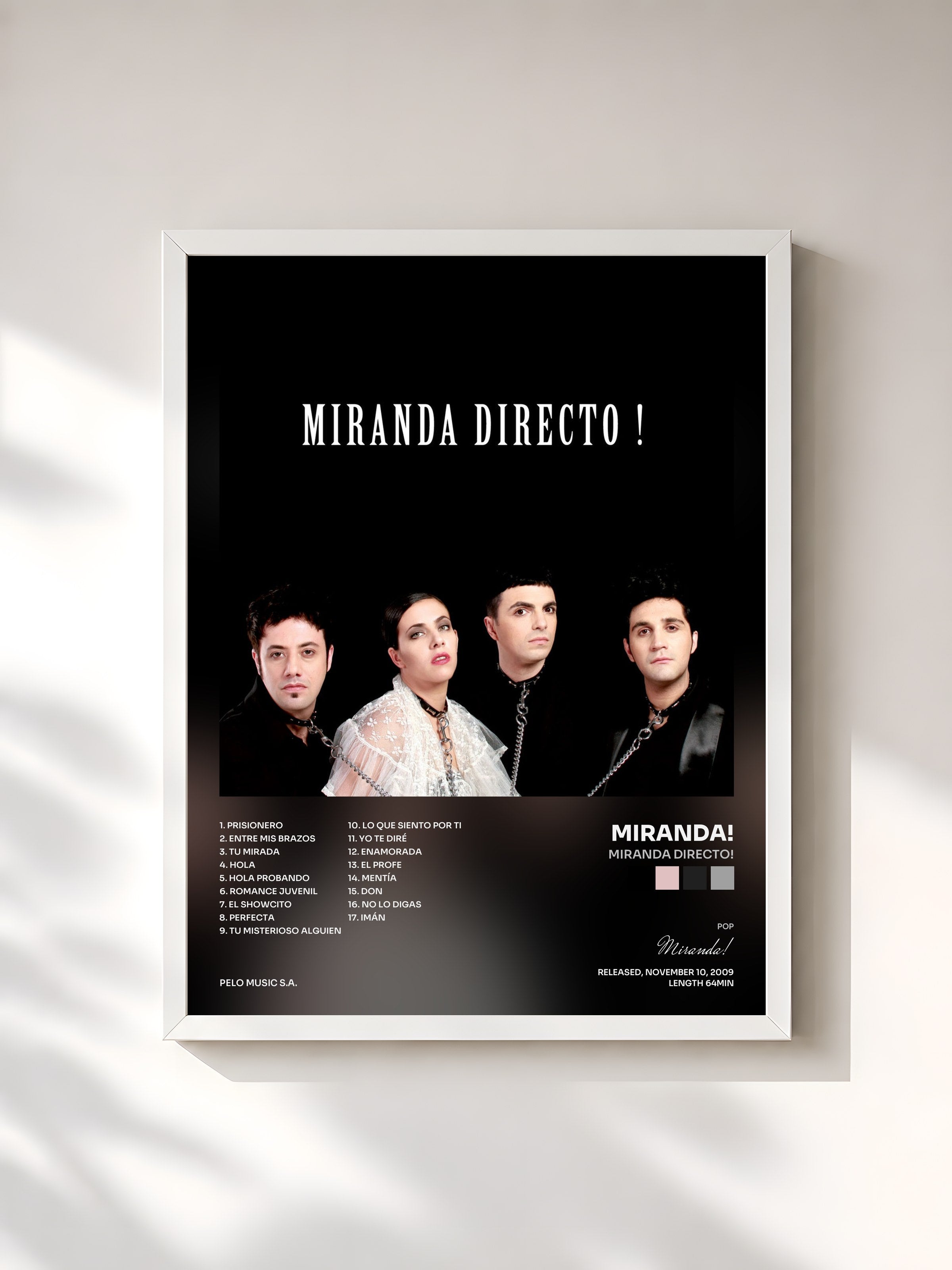 #blanc Tableau de l'album Miranda Directo! de Miranda!, cadre blanc, imprimé et encadré en France