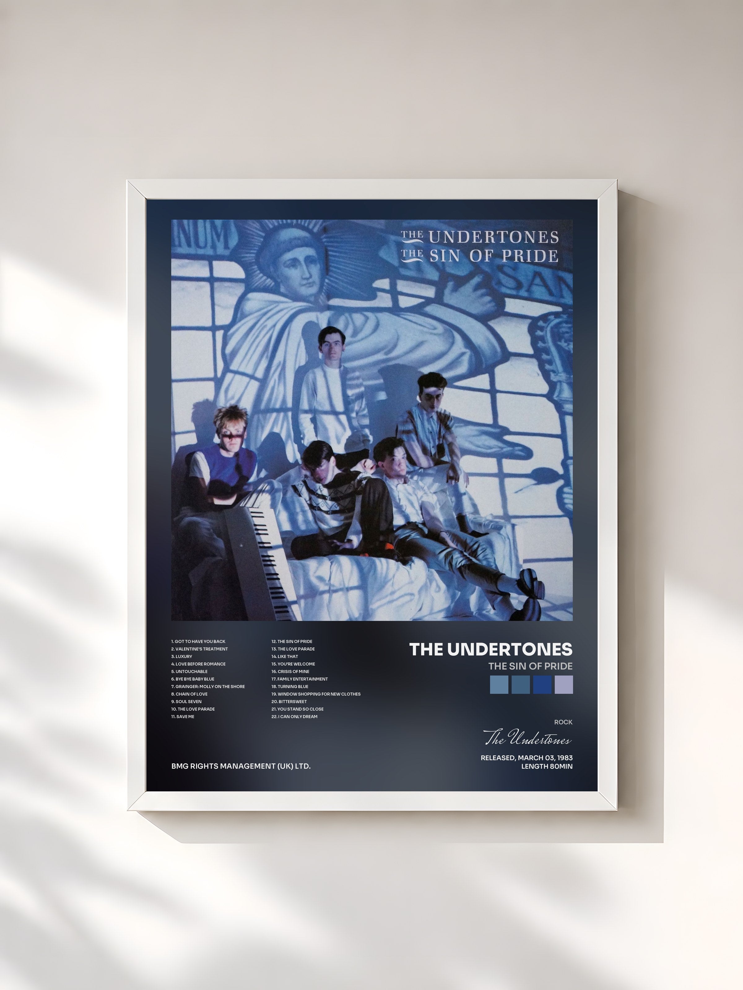 #blanc Tableau de l'album The Sin of Pride de The Undertones, cadre blanc, imprimé et encadré en France
