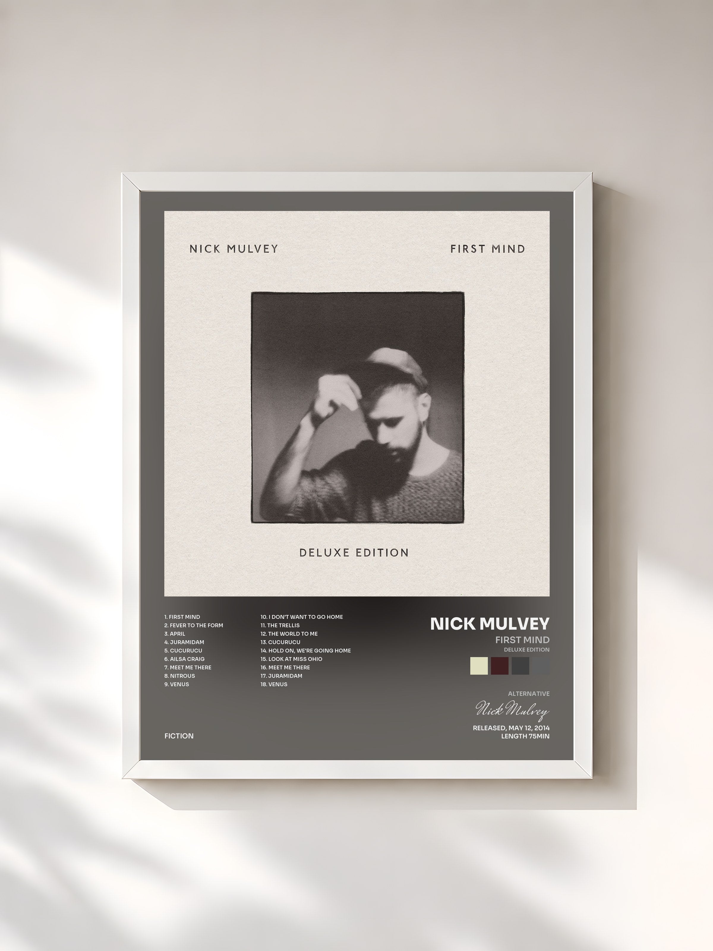 #blanc Tableau de l'album First Mind (Deluxe Edition) de Nick Mulvey, cadre blanc, imprimé et encadré en France