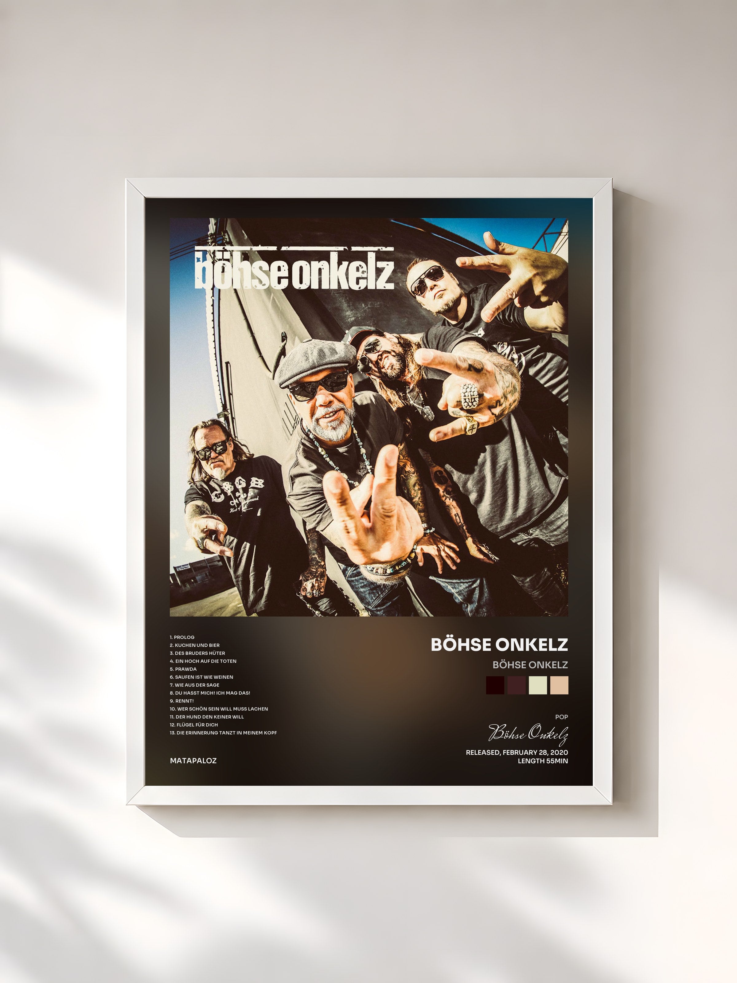 #blanc Tableau de l'album Böhse Onkelz de Böhse Onkelz, cadre blanc, imprimé et encadré en France