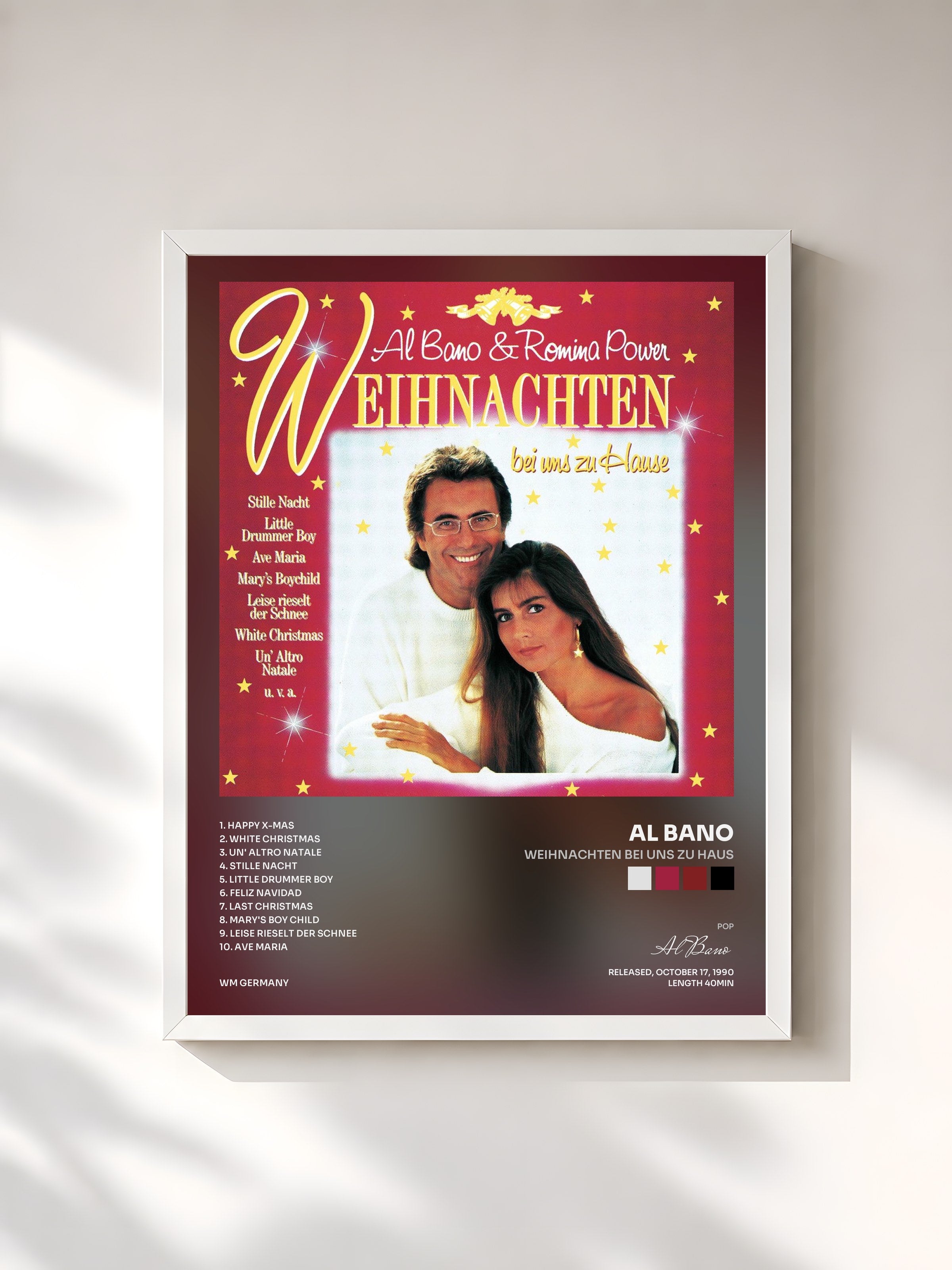 #blanc Tableau de l'album Weihnachten Bei Uns Zu Haus de Al Bano, cadre blanc, imprimé et encadré en France