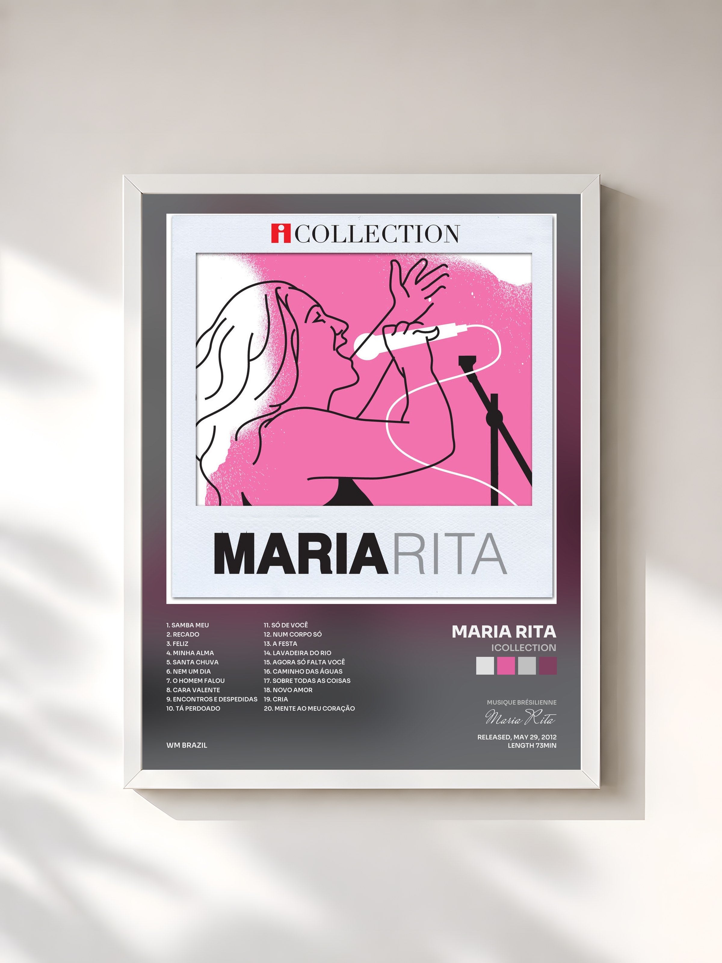 #blanc Tableau de l'album iCollection de Maria Rita, cadre blanc, imprimé et encadré en France