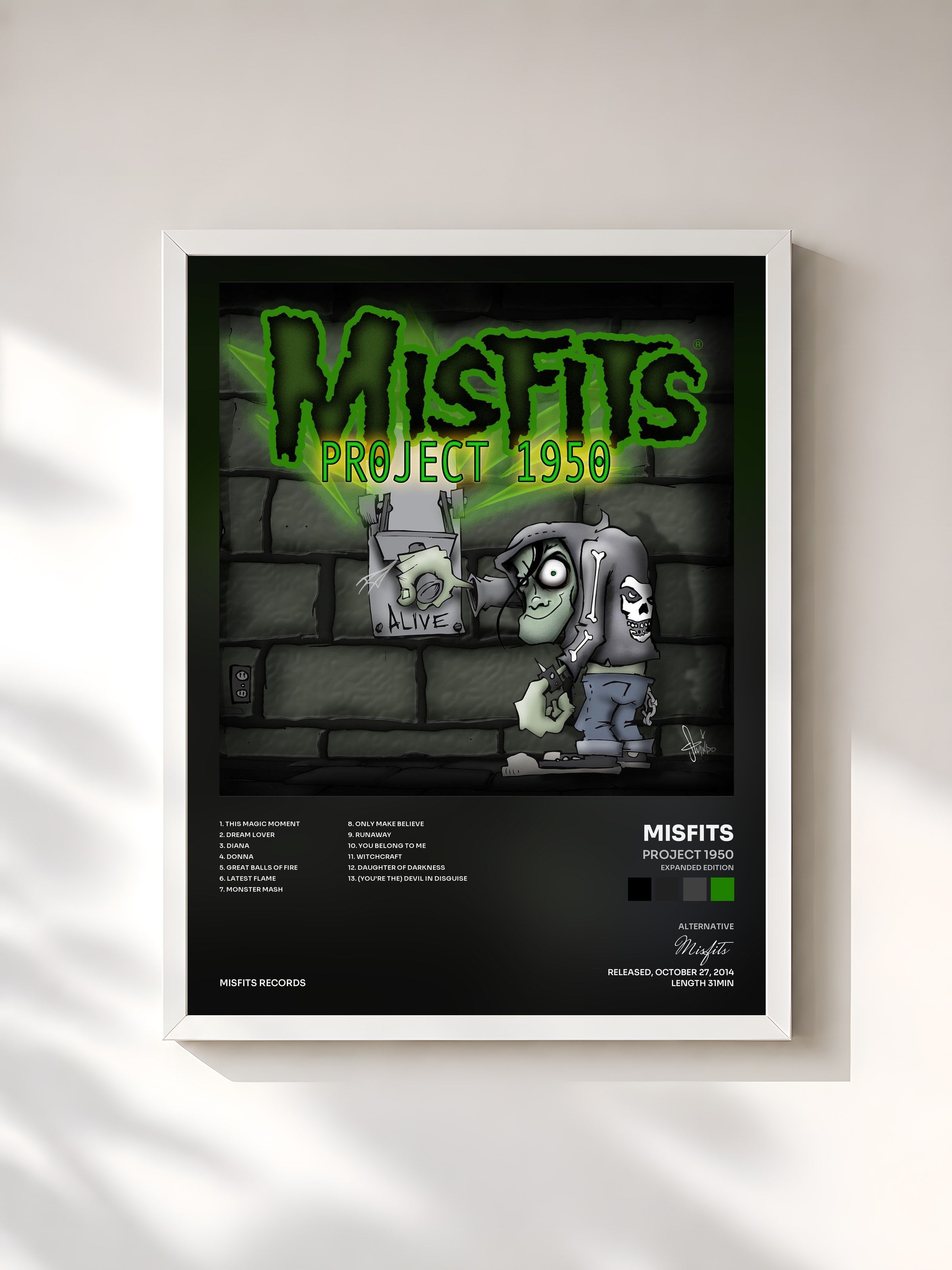 #blanc Tableau de l'album Project 1950 (Expanded Edition) de Misfits, cadre blanc, imprimé et encadré en France