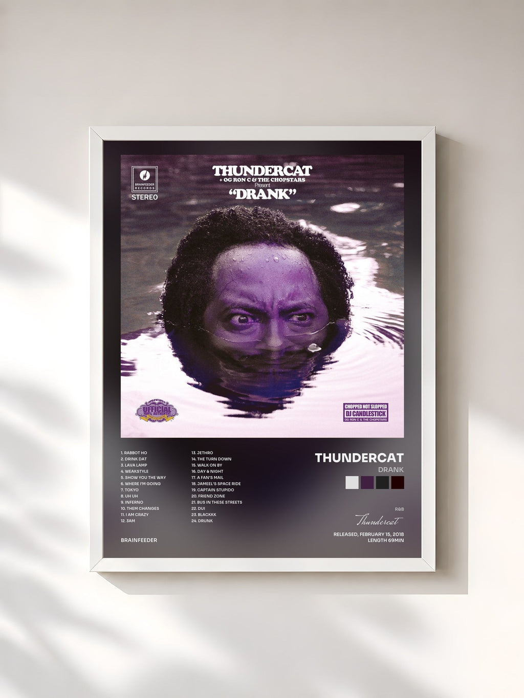 #blanc Drank di Thundercat in stampa incorniciata, cornice bianca, stampata e incorniciata in Francia