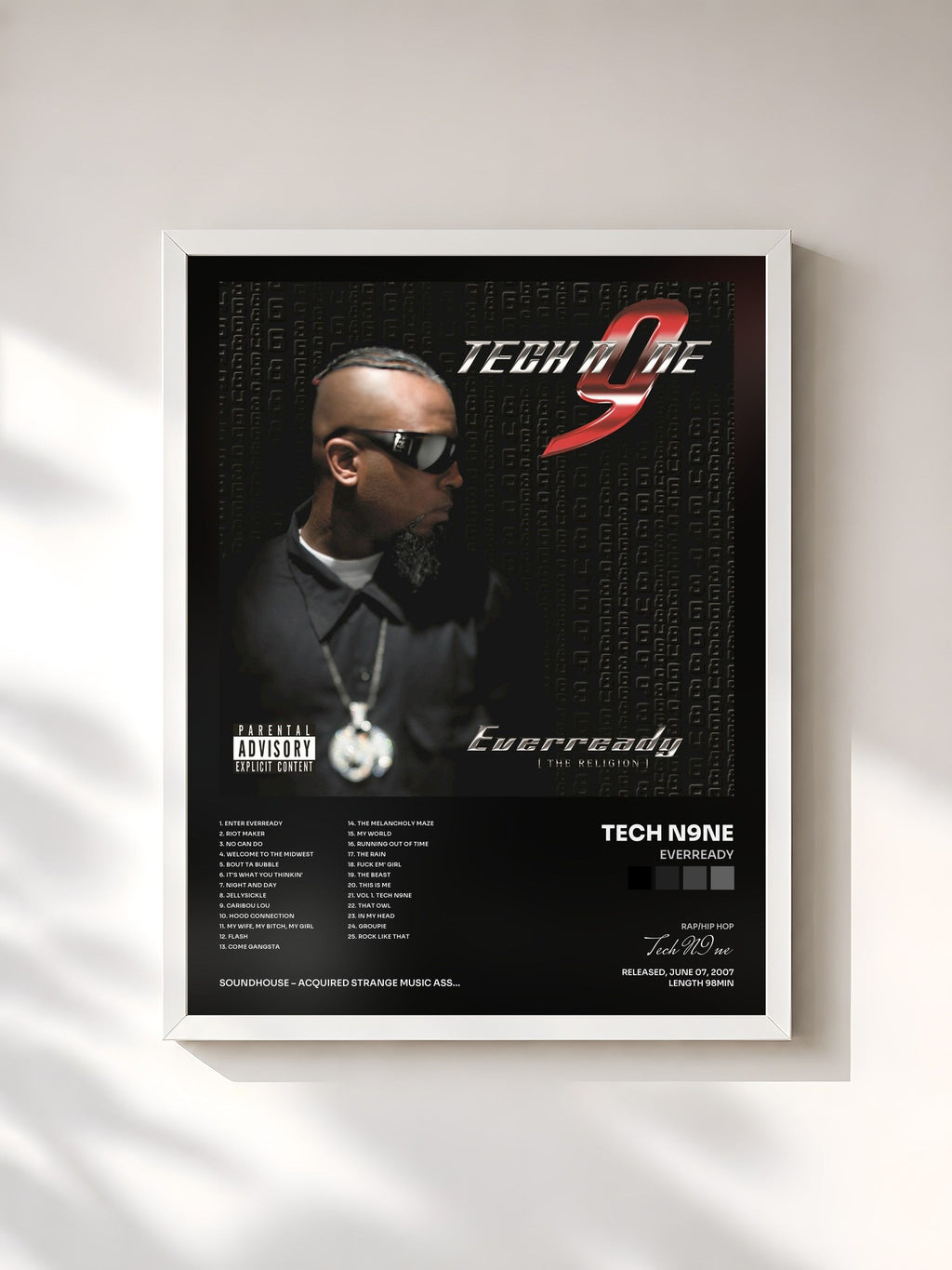 #blanc Everready di Tech N9ne in stampa incorniciata, cornice bianca, stampata e incorniciata in Francia