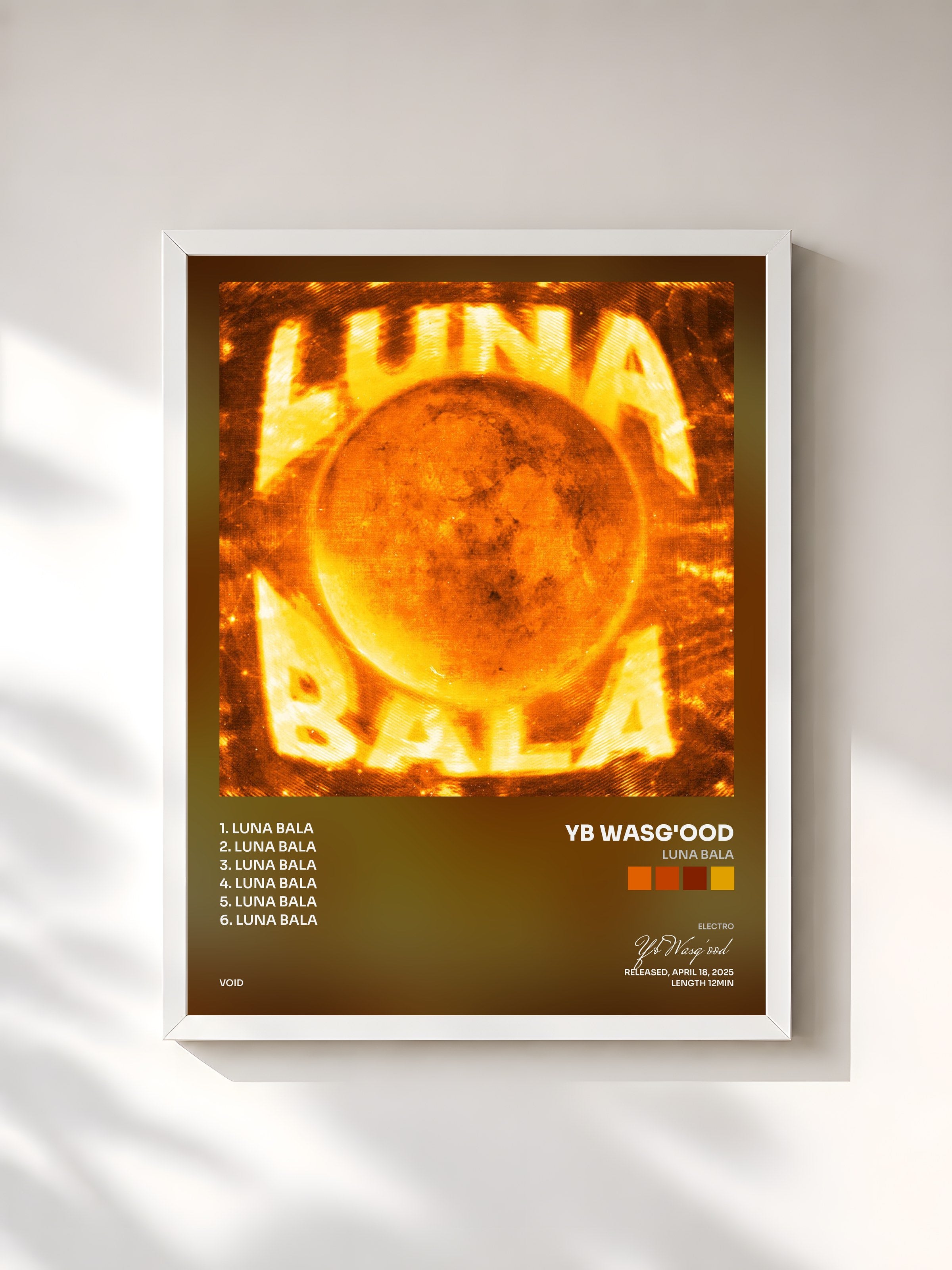 #blanc Tableau de l'album LUNA BALA de Yb Wasg'ood, cadre blanc, imprimé et encadré en France