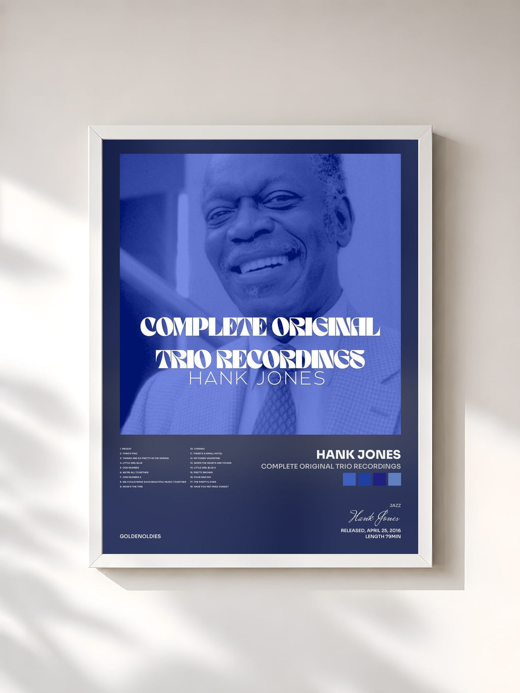 #blanc Complete Original Trio Recordings by Hank Jones as a framed art print, white frame, printed and framed in France
