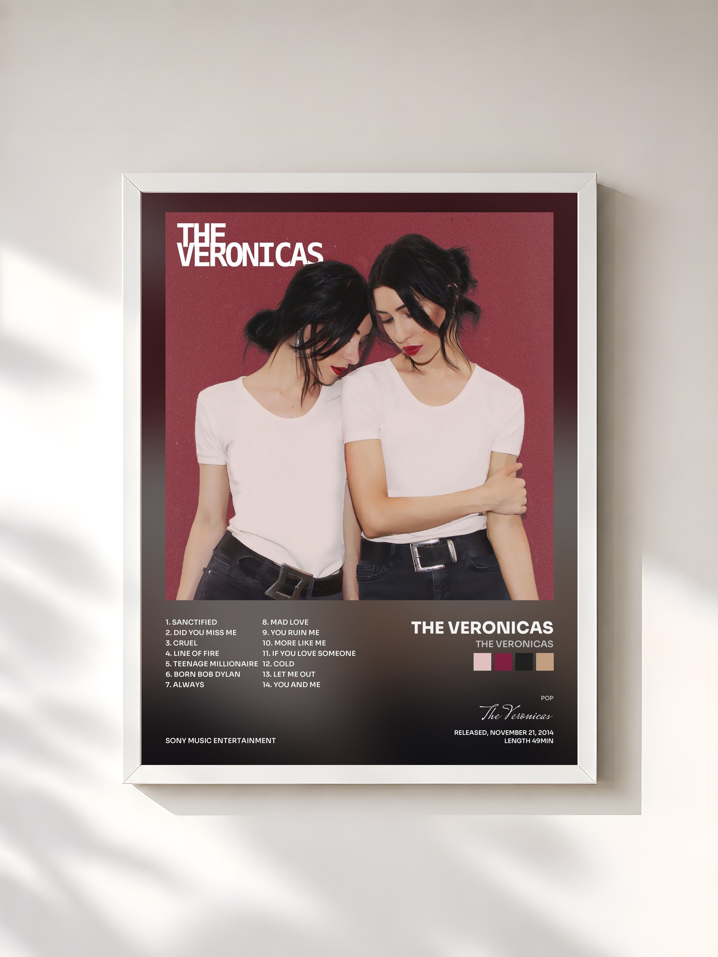 #blanc Tableau de l'album The Veronicas de The Veronicas, cadre blanc, imprimé et encadré en France