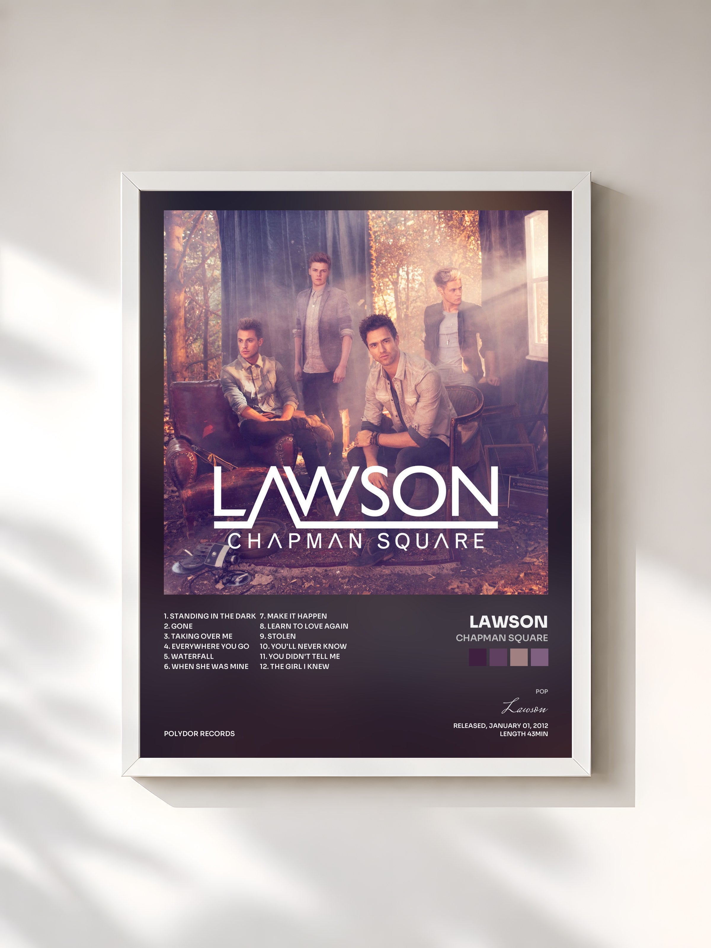 #blanc Tableau de l'album Chapman Square de Lawson, cadre blanc, imprimé et encadré en France