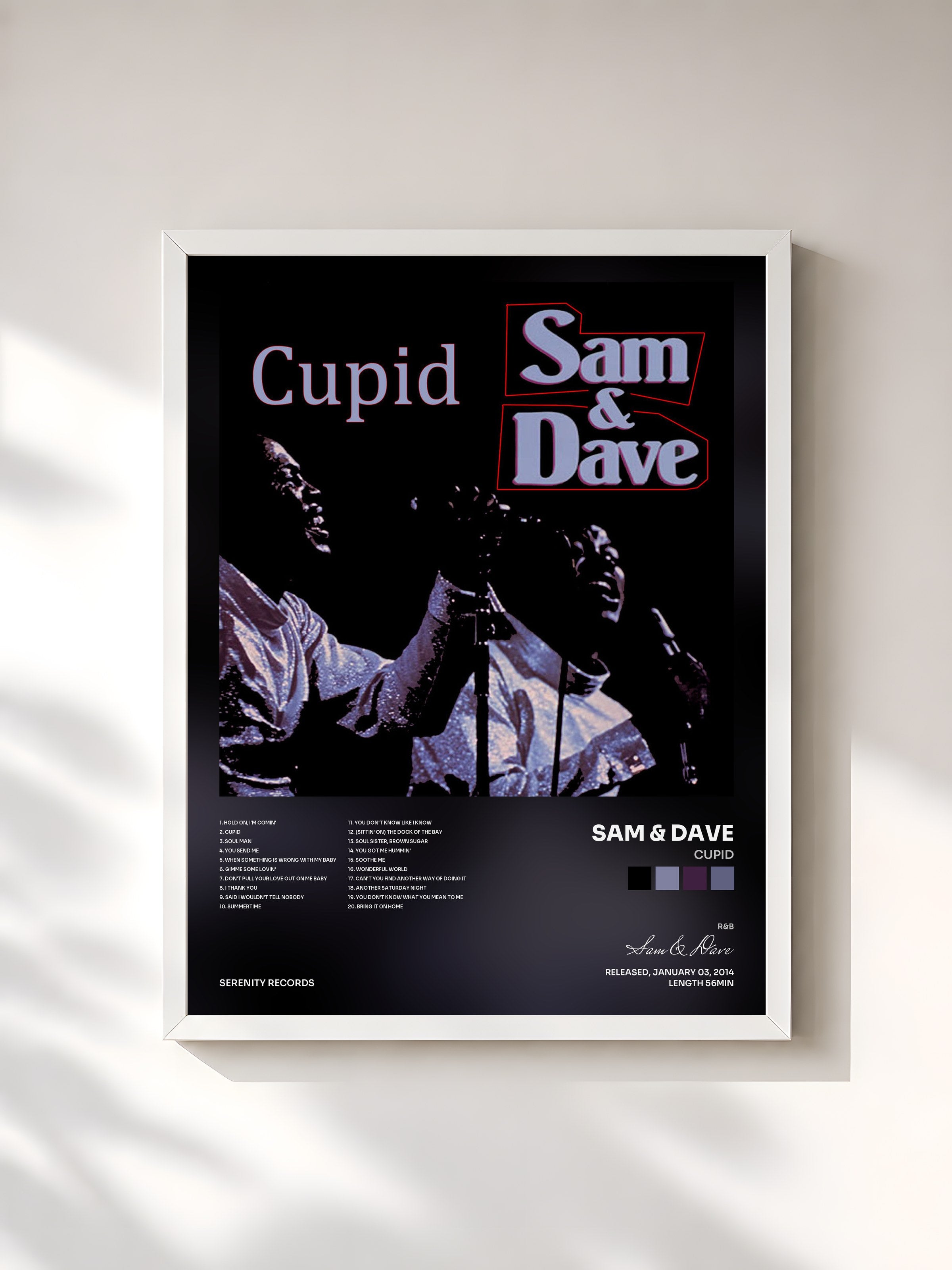 #blanc Tableau de l'album Cupid de Sam & Dave, cadre blanc, imprimé et encadré en France