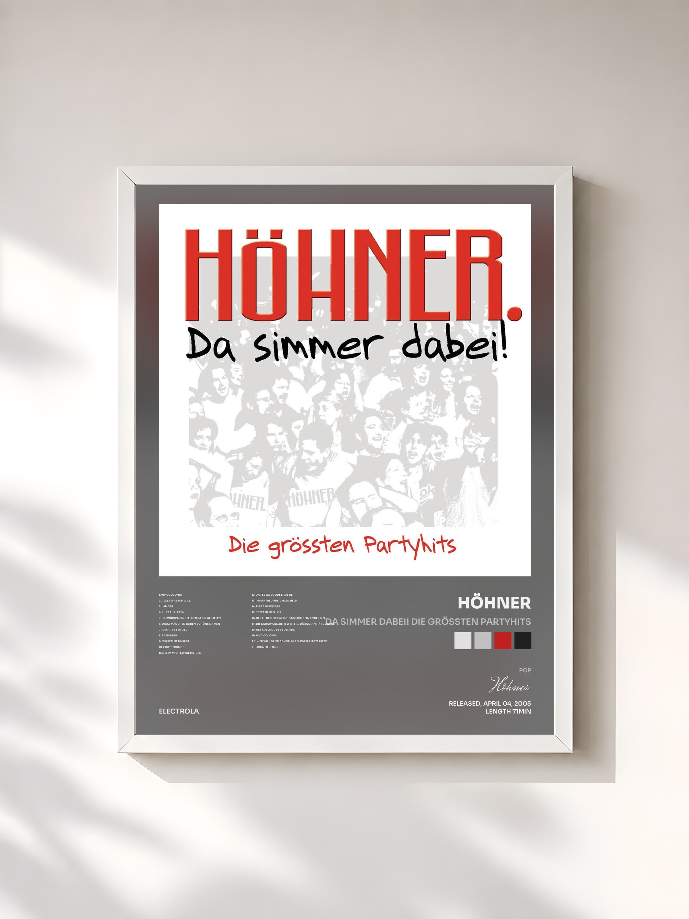 #blanc Tableau de l'album Da Simmer Dabei! Die Grössten Partyhits de Höhner, cadre blanc, imprimé et encadré en France