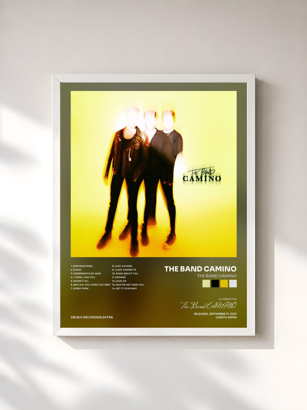 #blanc Tableau de l'album The Band CAMINO de The Band CAMINO, cadre blanc, imprimé et encadré en France