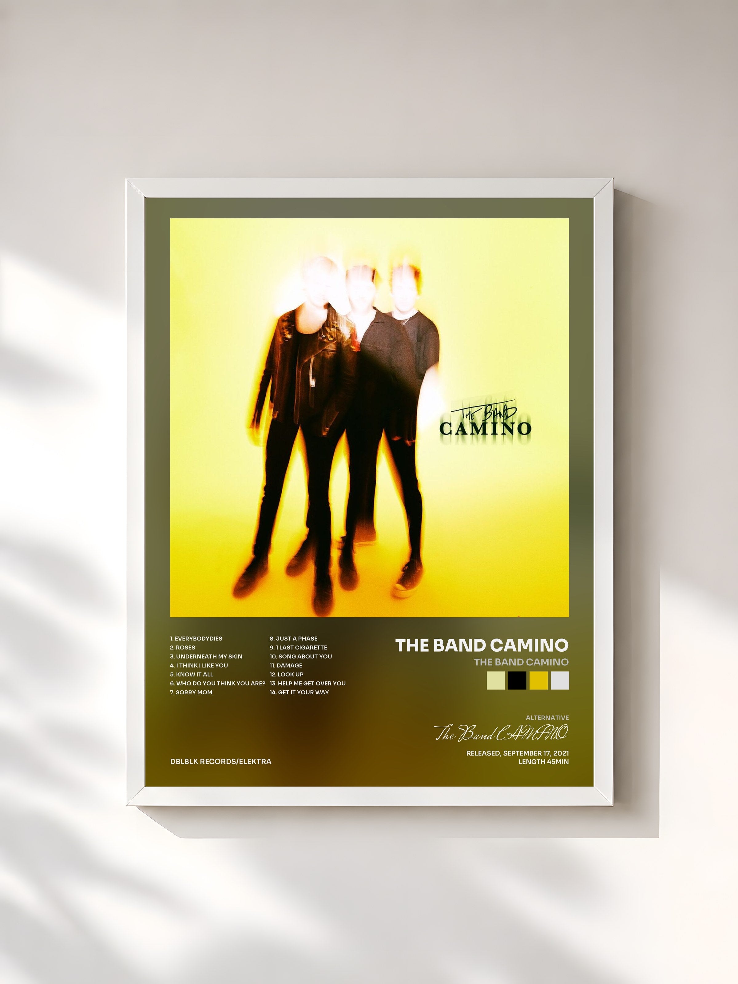#blanc Tableau de l'album The Band CAMINO de The Band CAMINO, cadre blanc, imprimé et encadré en France
