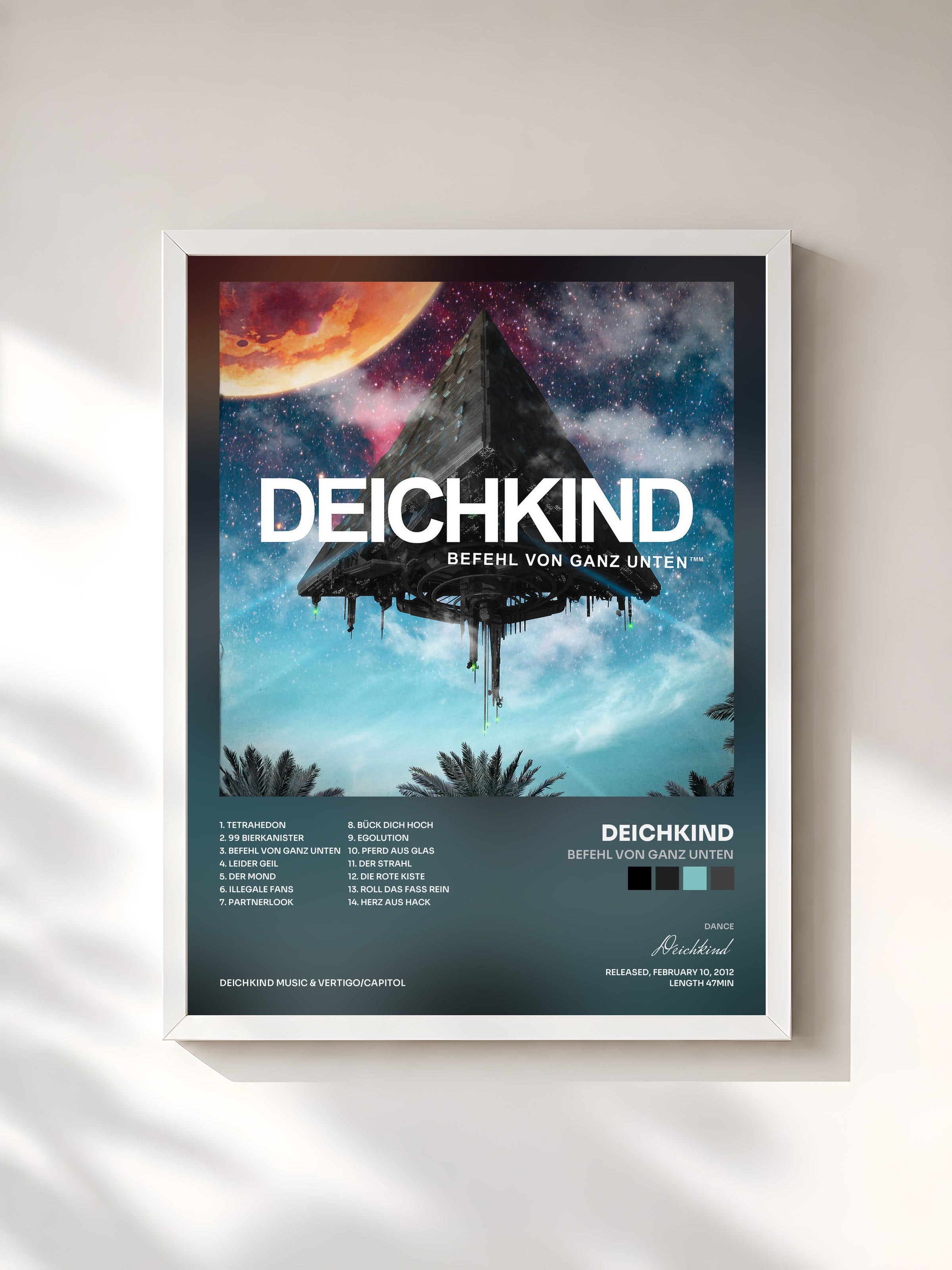 #blanc Tableau de l'album Befehl von ganz unten de Deichkind, cadre blanc, imprimé et encadré en France