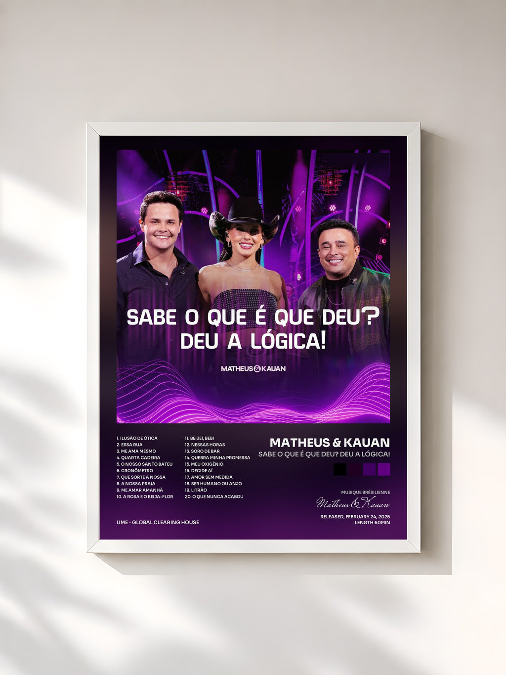 #blanc Tableau de l'album Sabe o que é que deu? Deu a lógica! de Matheus & Kauan, cadre blanc, imprimé et encadré en France