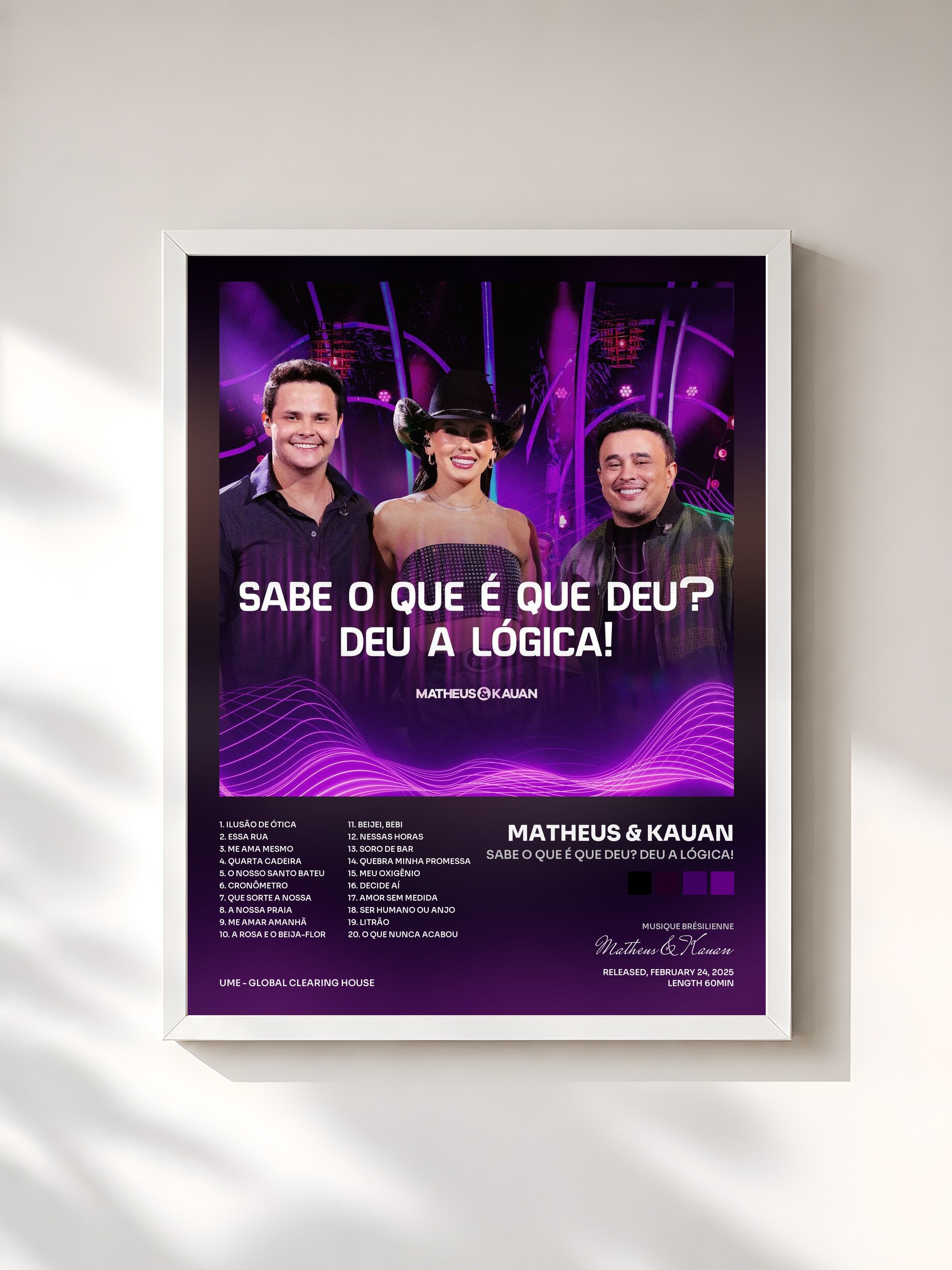 #blanc Tableau de l'album Sabe o que é que deu? Deu a lógica! de Matheus & Kauan, cadre blanc, imprimé et encadré en France