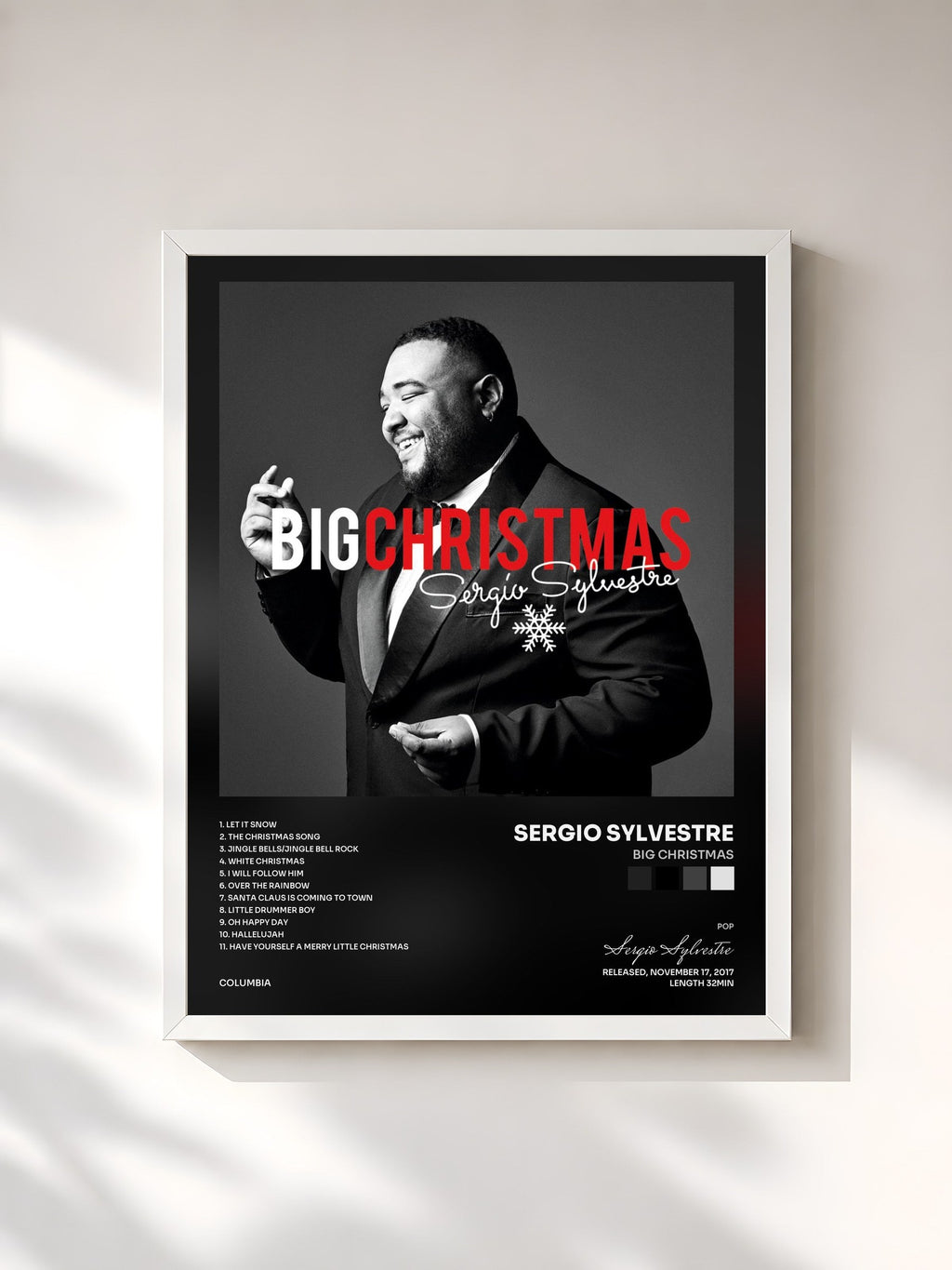 #blanc Big Christmas di Sergio Sylvestre in stampa incorniciata, cornice bianca, stampata e incorniciata in Francia