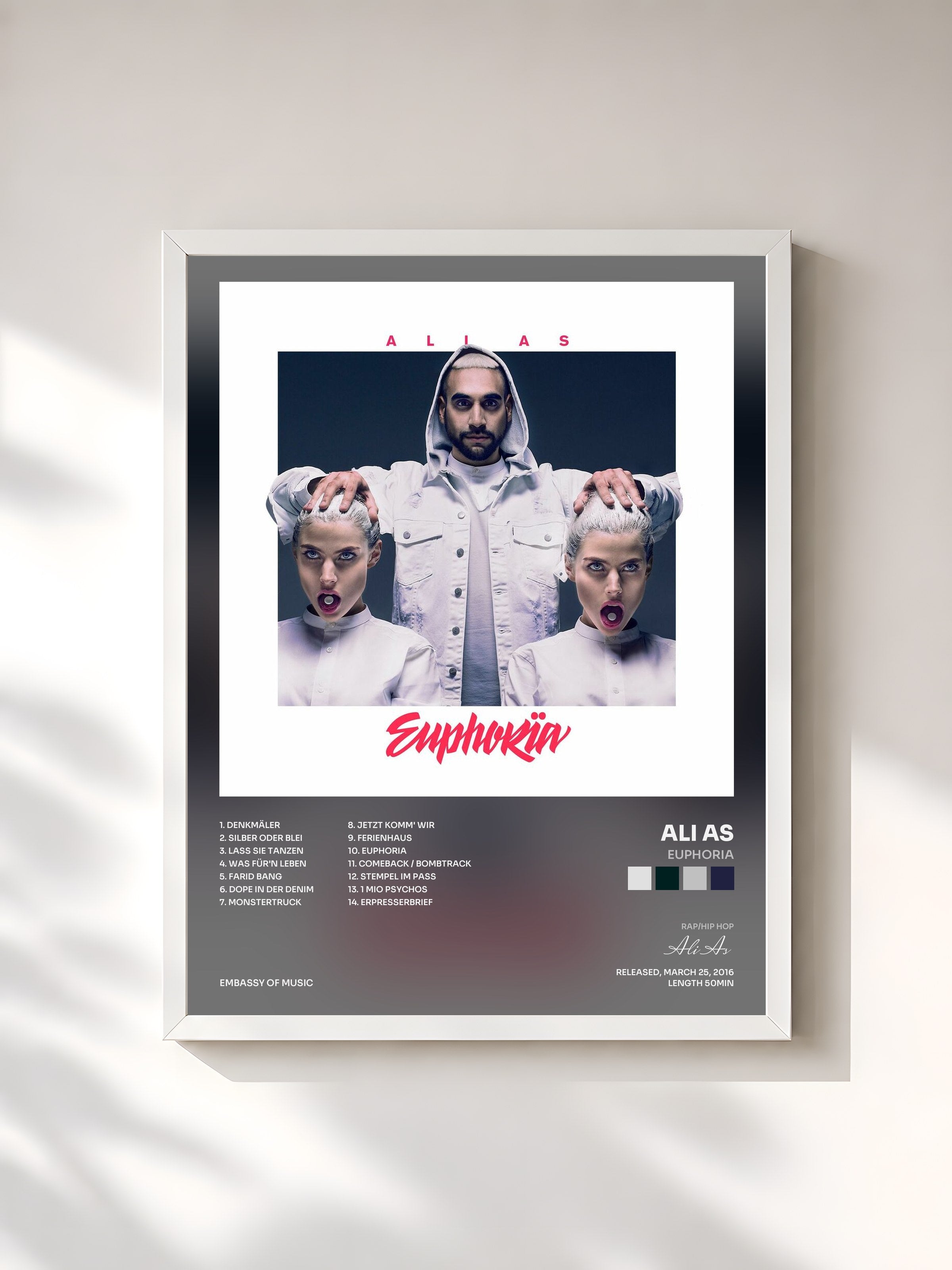 #blanc Tableau de l'album Euphoria de Ali As, cadre blanc, imprimé et encadré en France