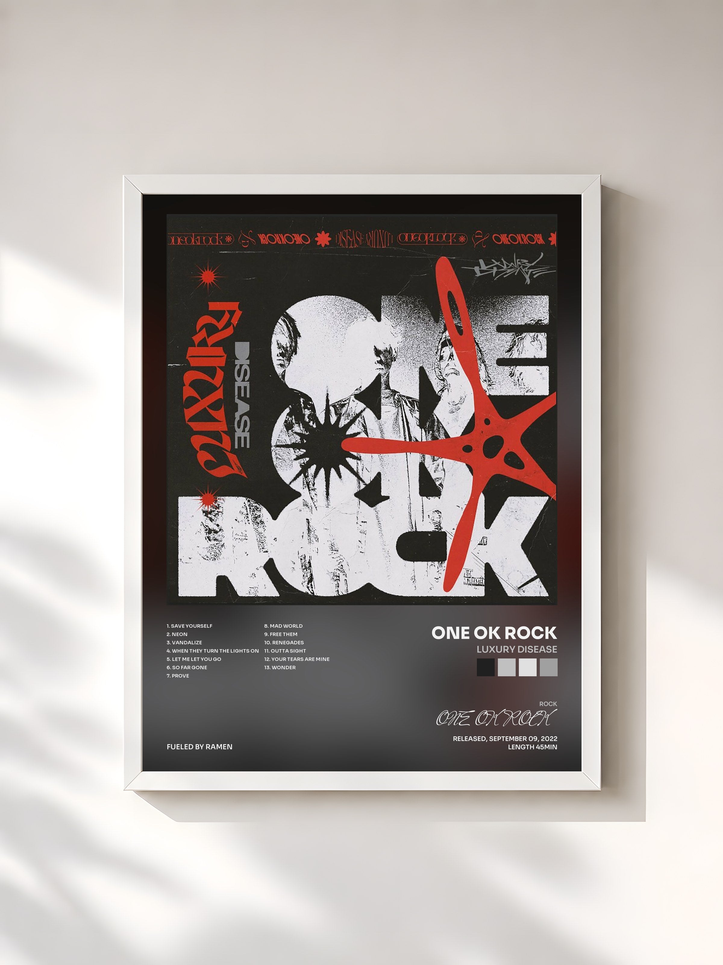 #blanc Tableau de l'album Luxury Disease de ONE OK ROCK, cadre blanc, imprimé et encadré en France
