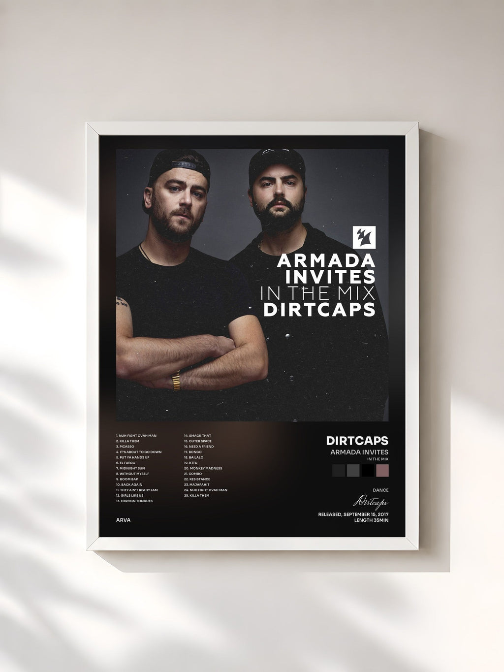 #blanc Tableau de l'album Armada Invites (In The Mix): Dirtcaps de Dirtcaps, cadre blanc, imprimé et encadré en France