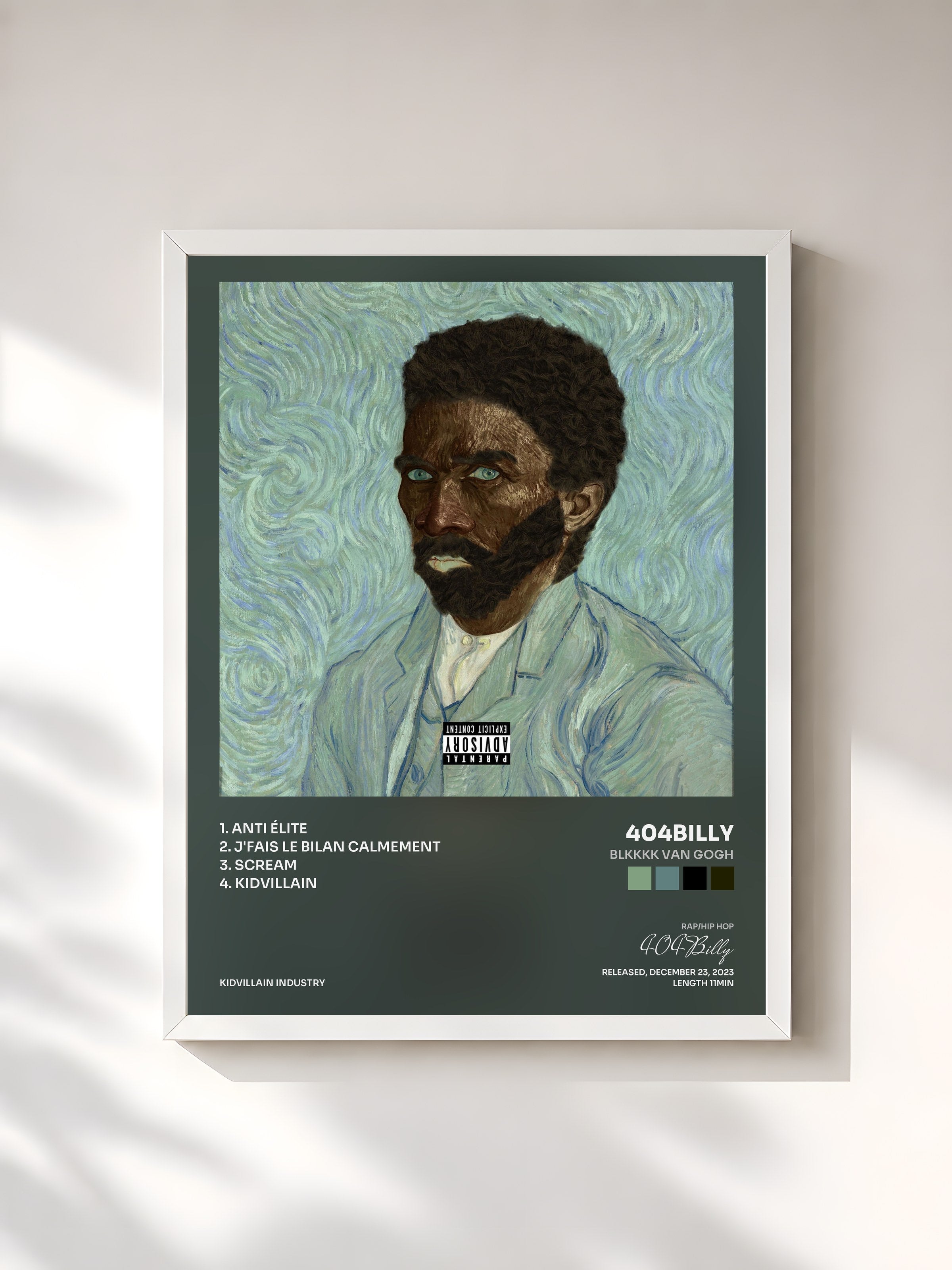 #blanc Tableau de l'album BLKKKK VAN GOGH de 404Billy, cadre blanc, imprimé et encadré en France