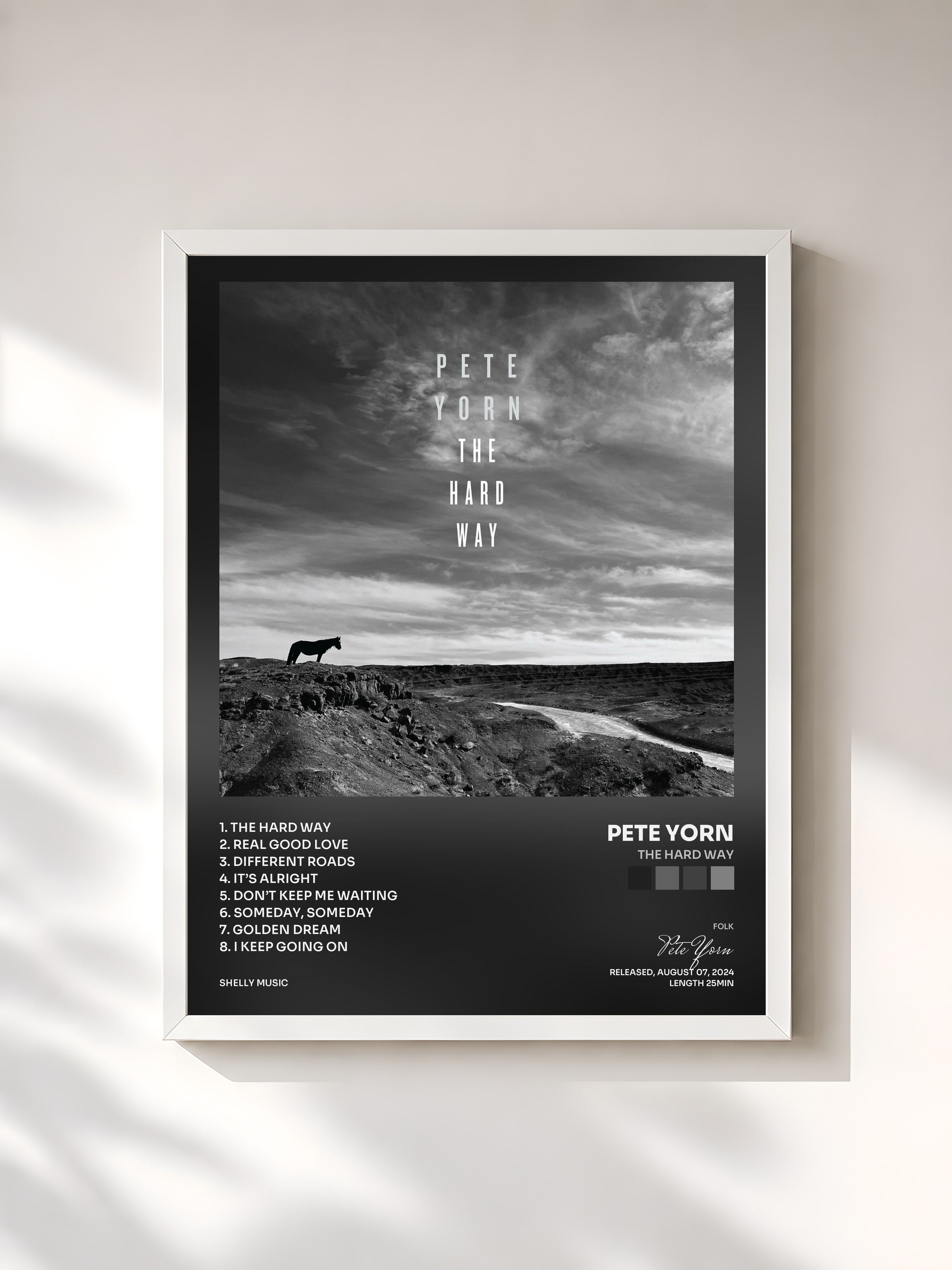 #blanc Tableau de l'album The Hard Way de Pete Yorn, cadre blanc, imprimé et encadré en France