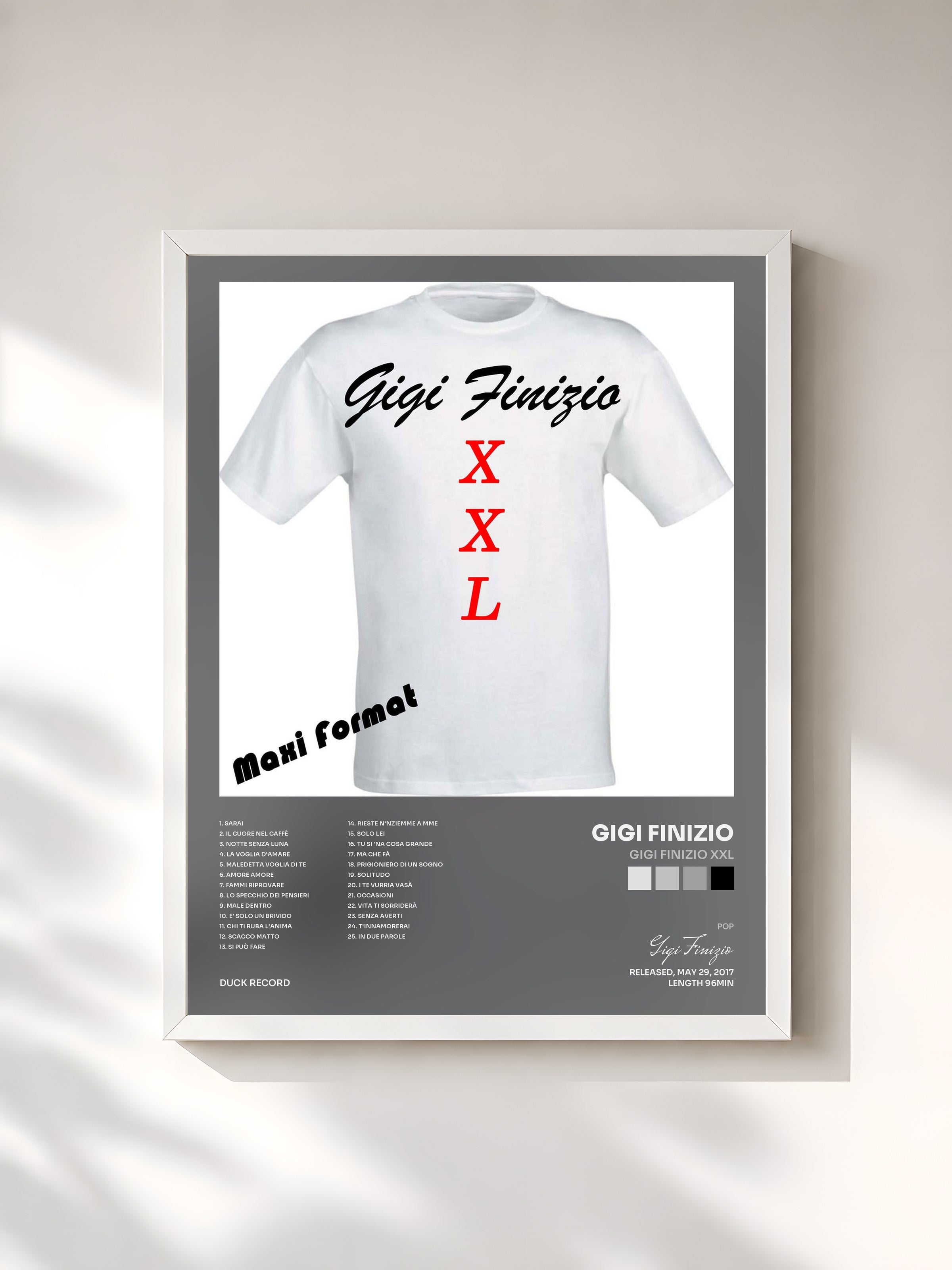 #blanc Tableau de l'album Gigi Finizio XXL de Gigi Finizio, cadre blanc, imprimé et encadré en France