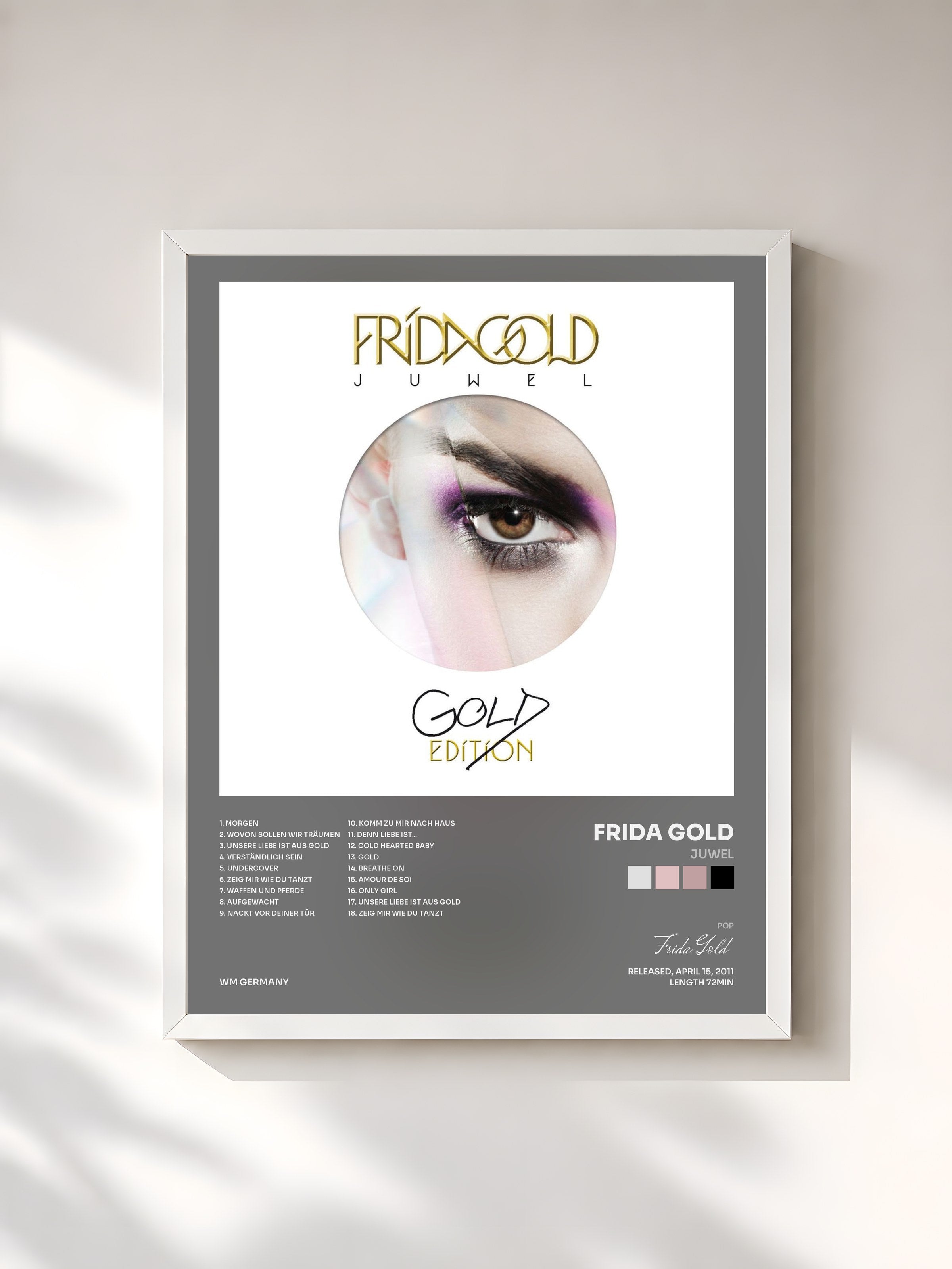 #blanc Tableau de l'album Juwel de Frida Gold, cadre blanc, imprimé et encadré en France