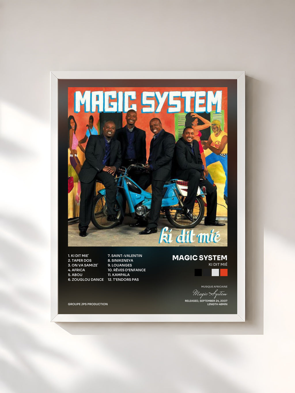 #blanc Tableau de l'album Ki Dit Mié de Magic System, cadre blanc, imprimé et encadré en France