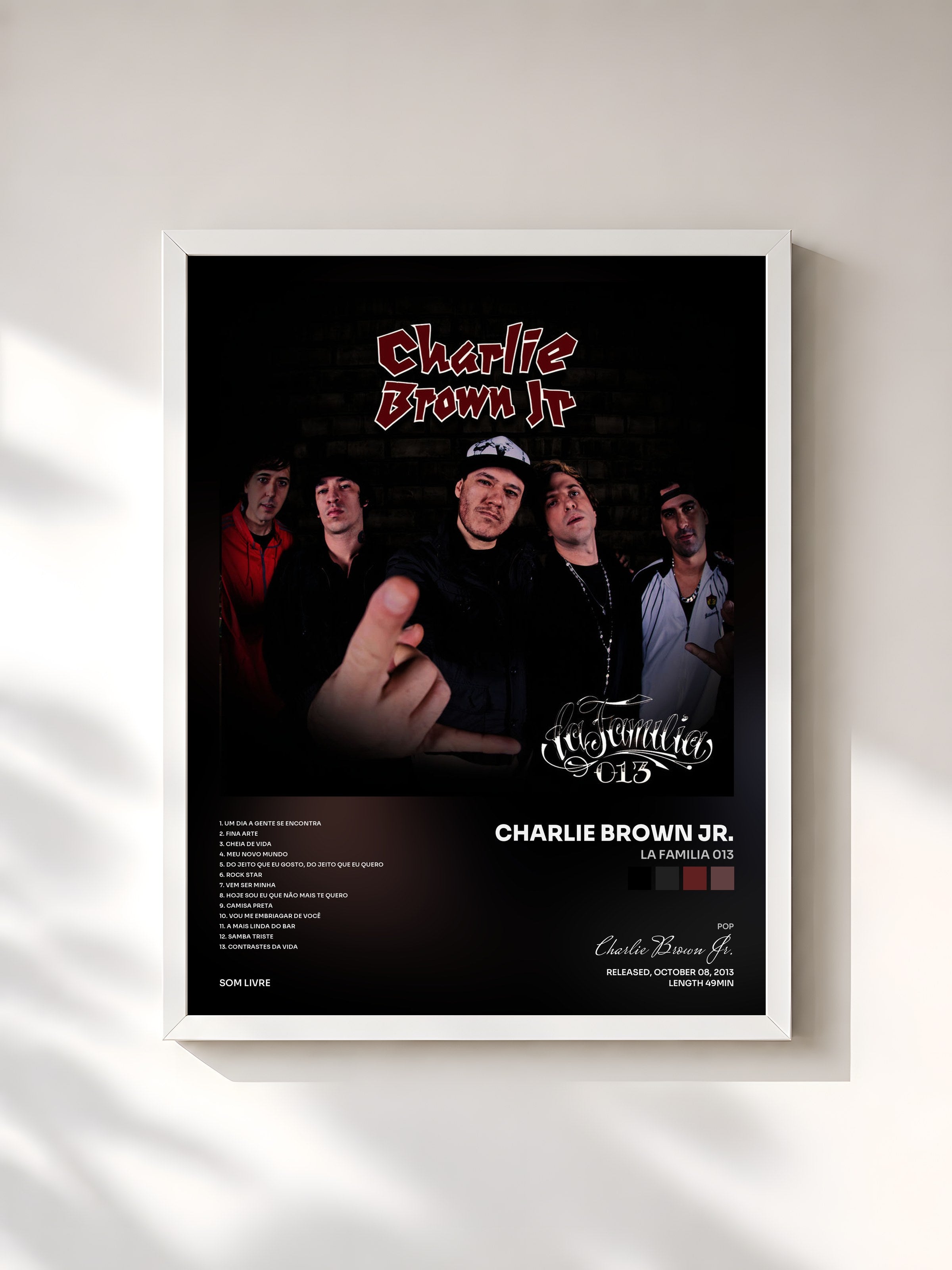 #blanc Tableau de l'album La Familia 013 de Charlie Brown Jr., cadre blanc, imprimé et encadré en France