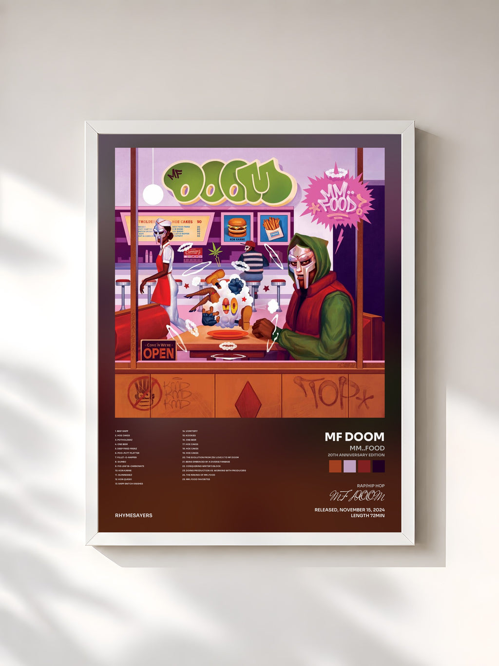 #blanc MM..FOOD (20th Anniversary Edition) by MF DOOM as a framed art print, white frame, printed and framed in France