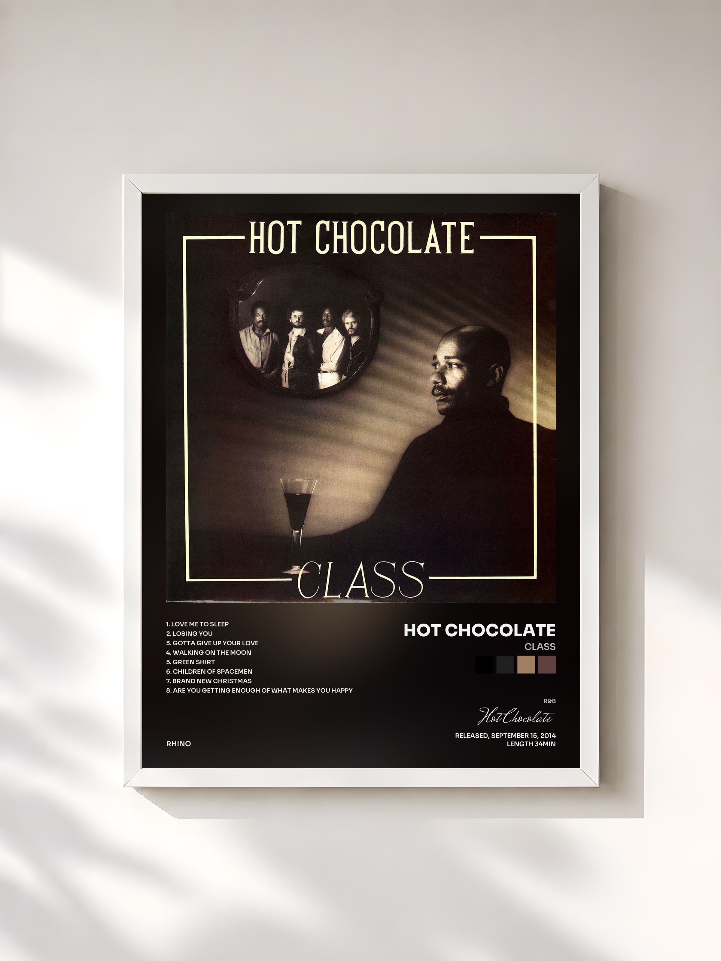 #blanc Tableau de l'album Class de Hot Chocolate, cadre blanc, imprimé et encadré en France