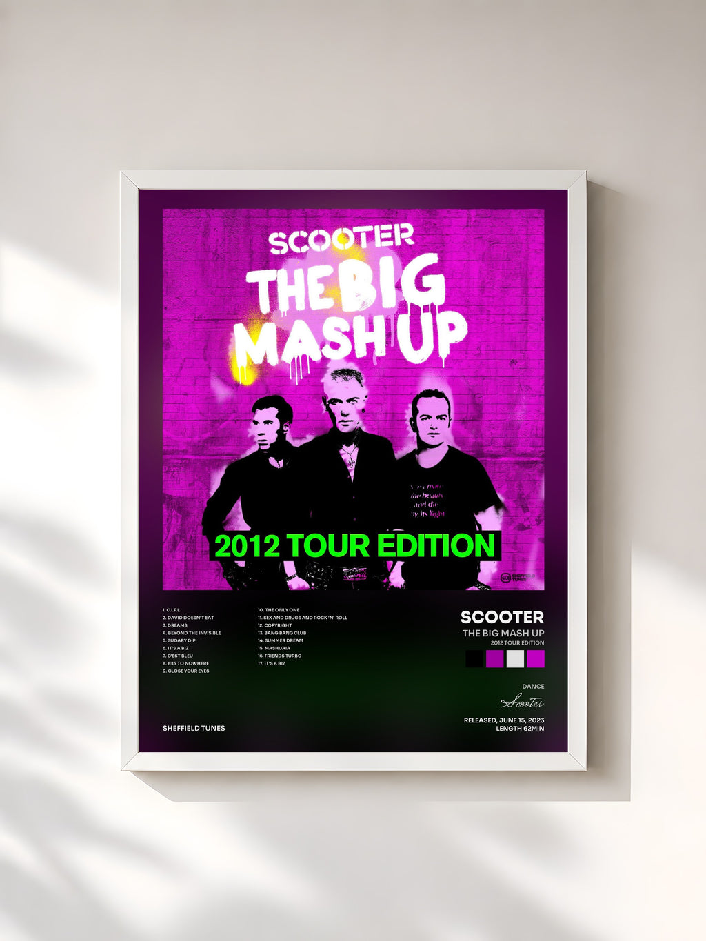 #blanc Tableau de l'album The Big Mash Up (2012 Tour Edition) de Scooter, cadre blanc, imprimé et encadré en France