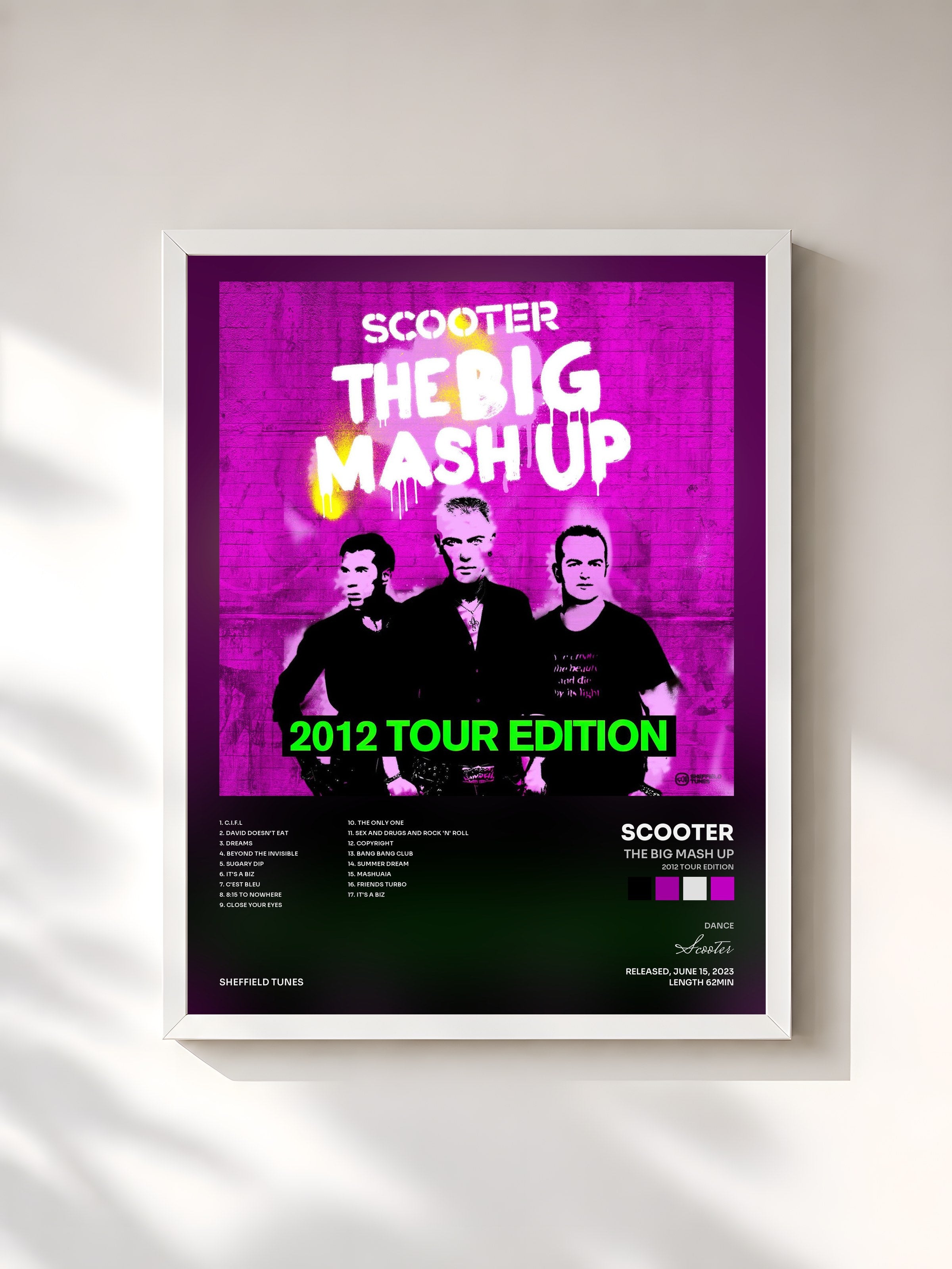 #blanc Tableau de l'album The Big Mash Up (2012 Tour Edition) de Scooter, cadre blanc, imprimé et encadré en France