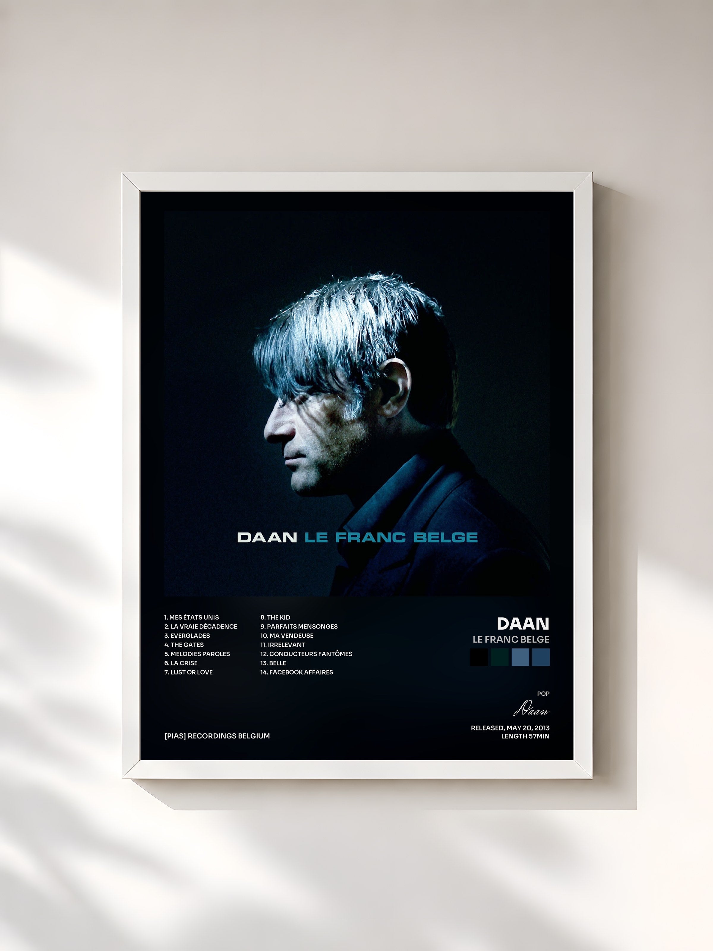 #blanc Tableau de l'album Le franc belge de Daan, cadre blanc, imprimé et encadré en France