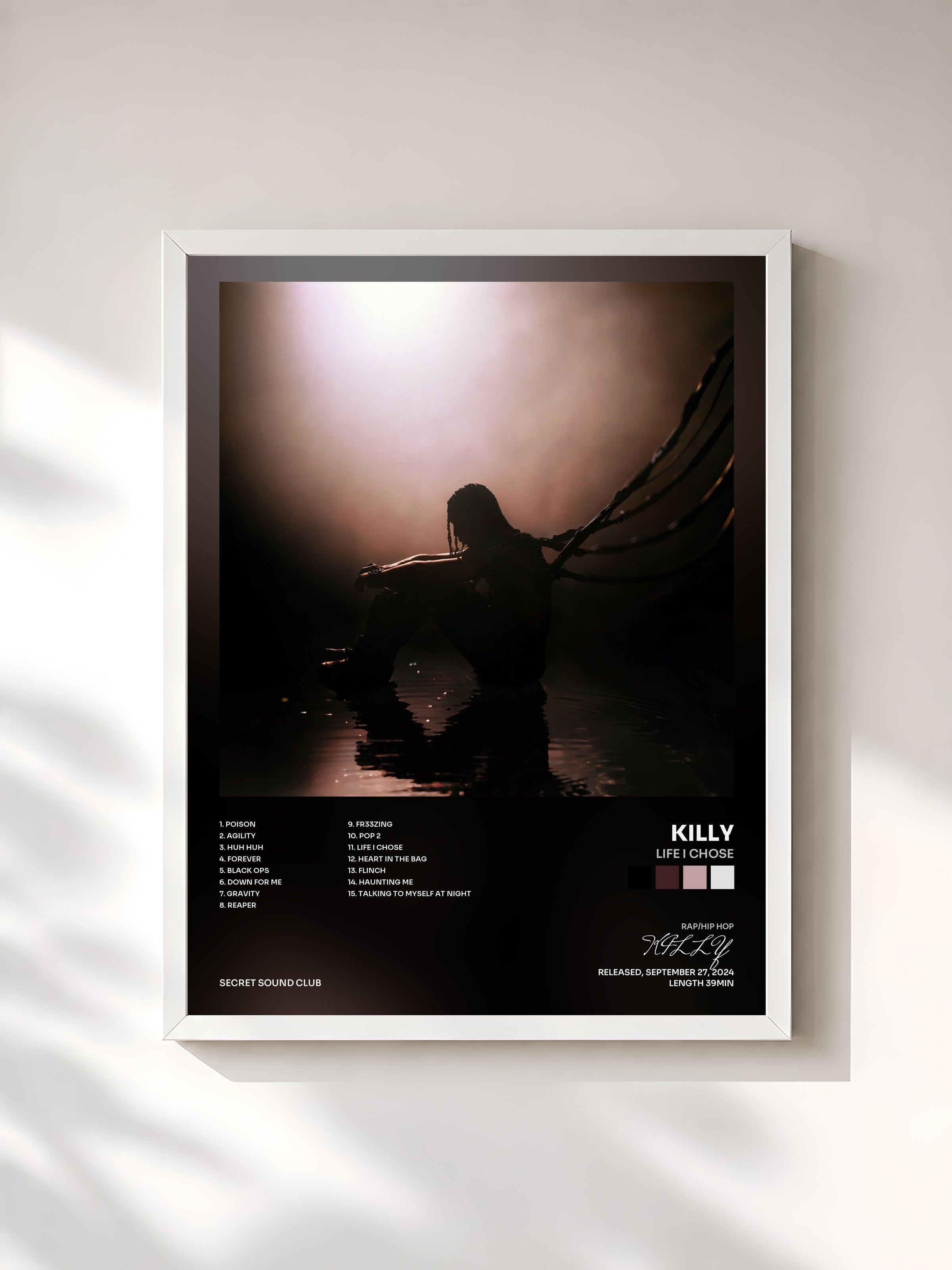 #blanc Tableau de l'album LIFE I CHOSE de KILLY, cadre blanc, imprimé et encadré en France
