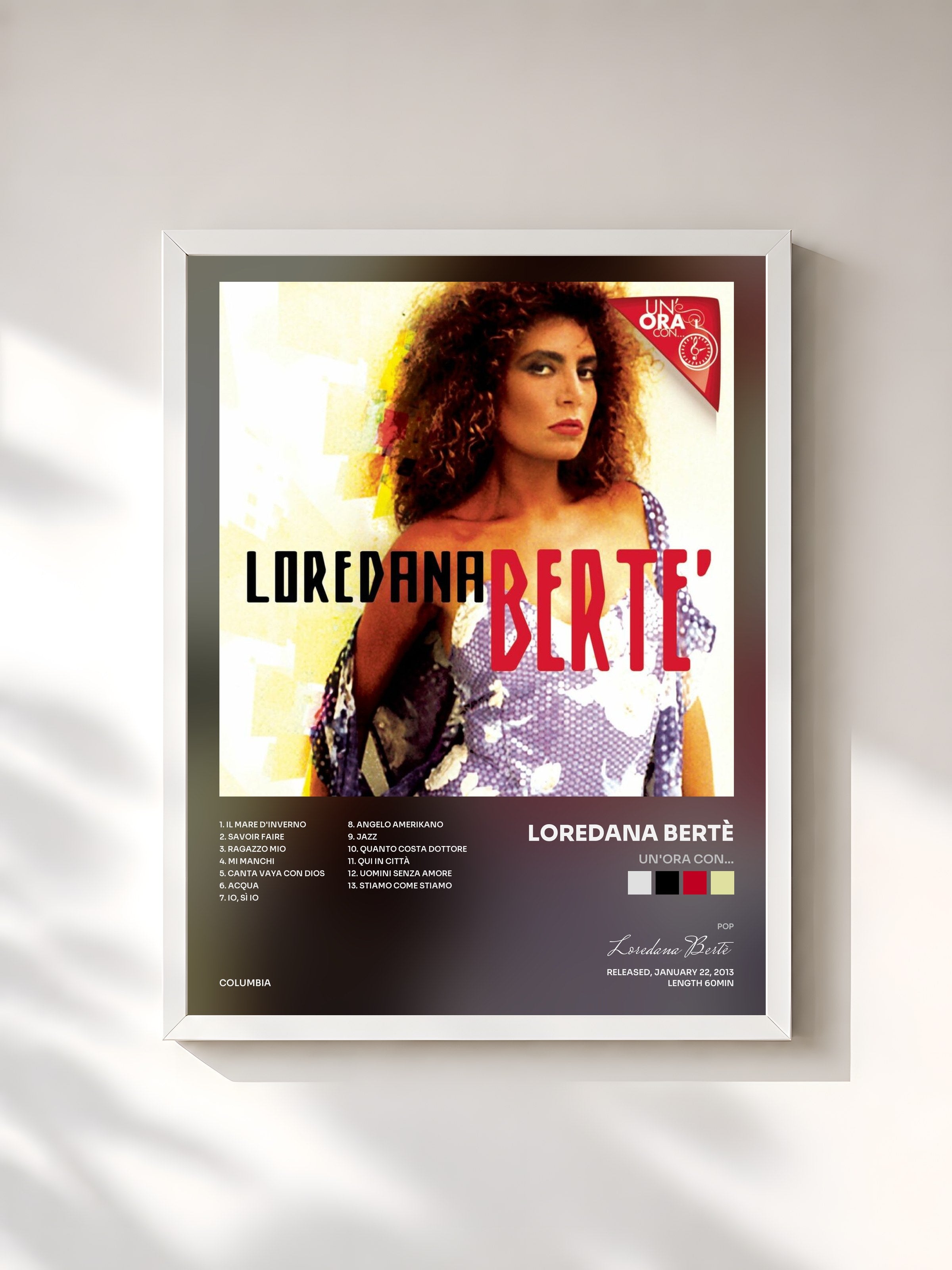 #blanc Tableau de l'album Un'ora con... de Loredana Bertè, cadre blanc, imprimé et encadré en France
