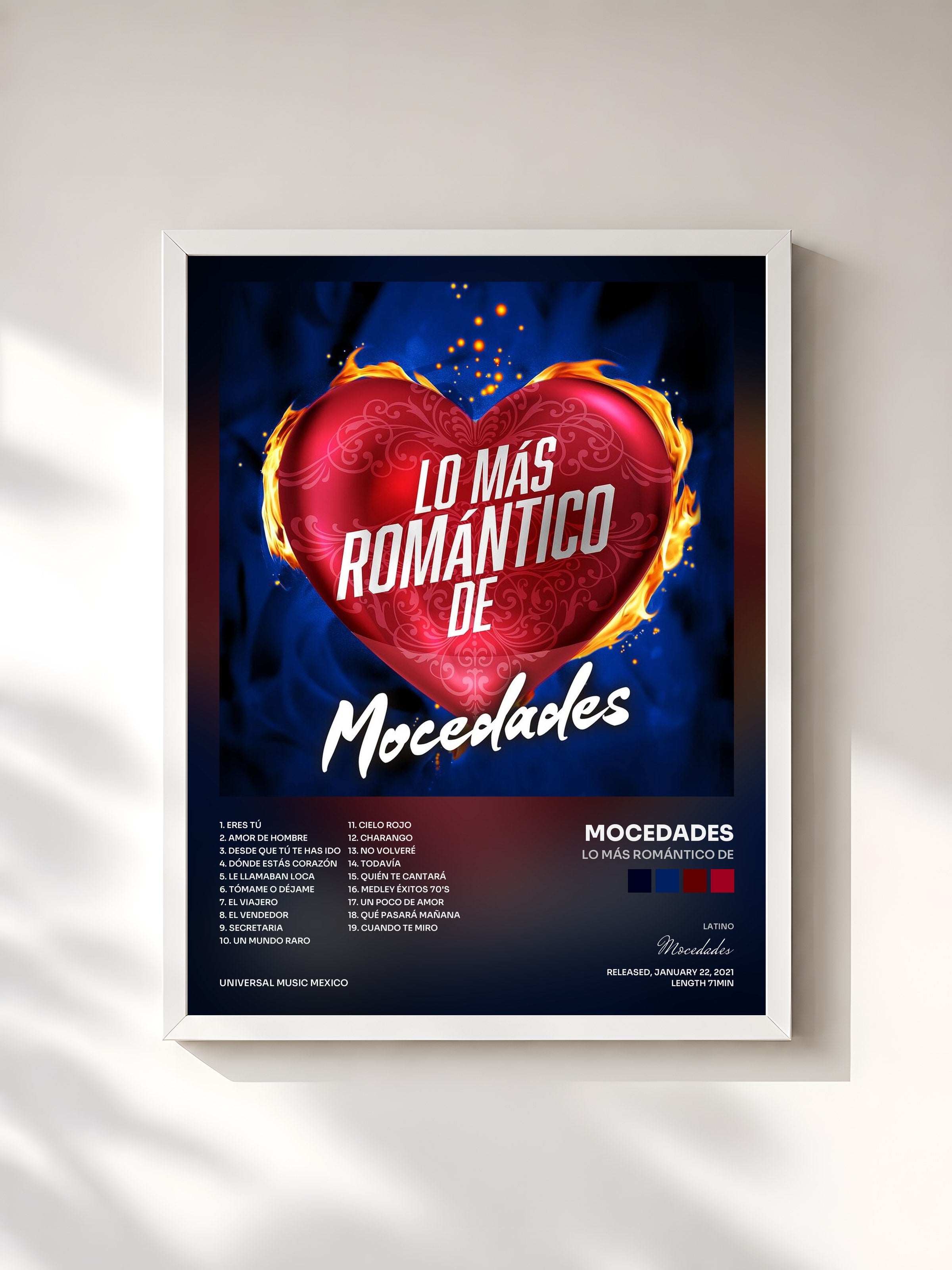 #blanc Tableau de l'album Lo Más Romántico De de Mocedades, cadre blanc, imprimé et encadré en France