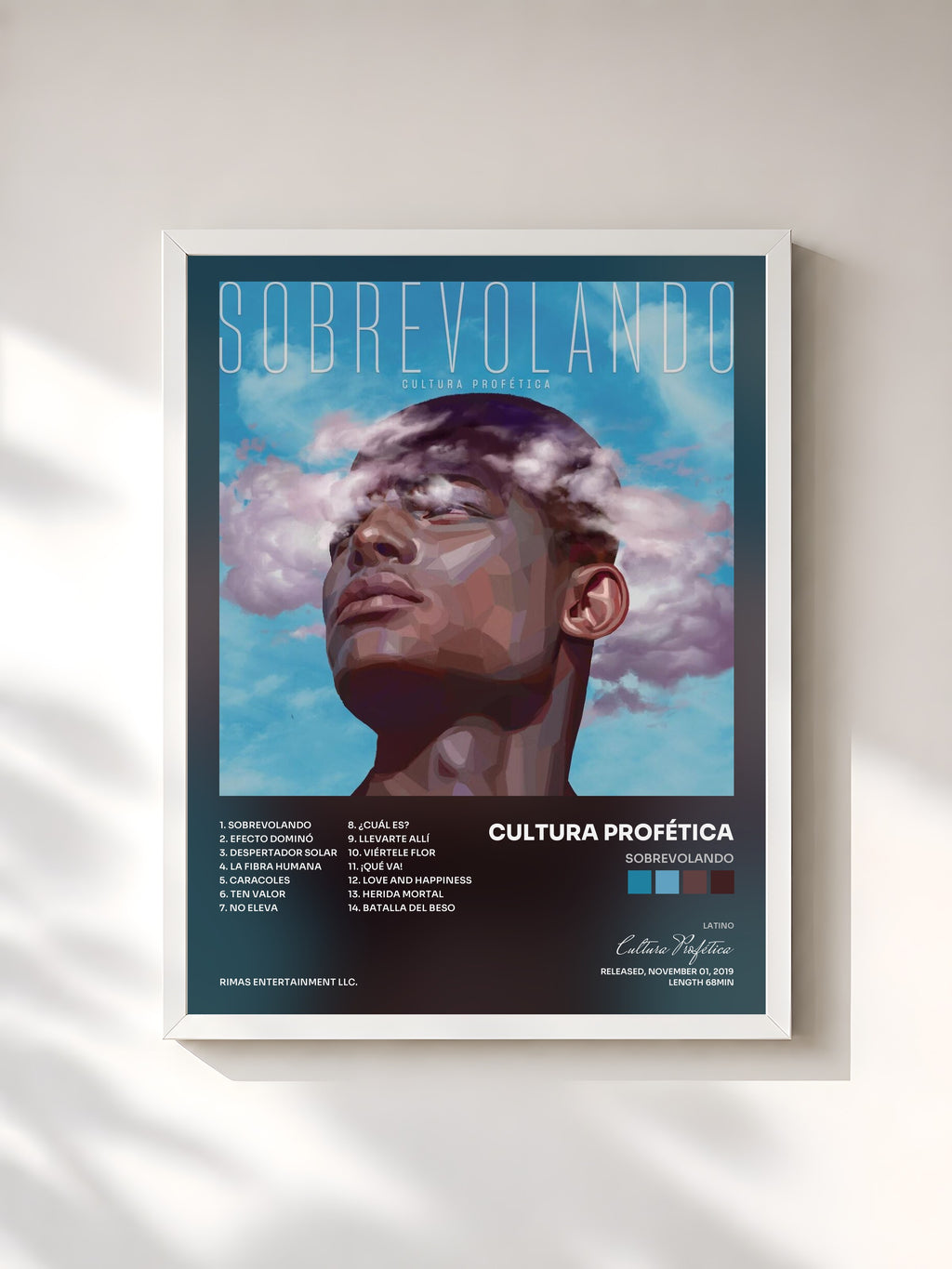 #blanc Sobrevolando by Cultura Profética as a framed art print, white frame, printed and framed in France