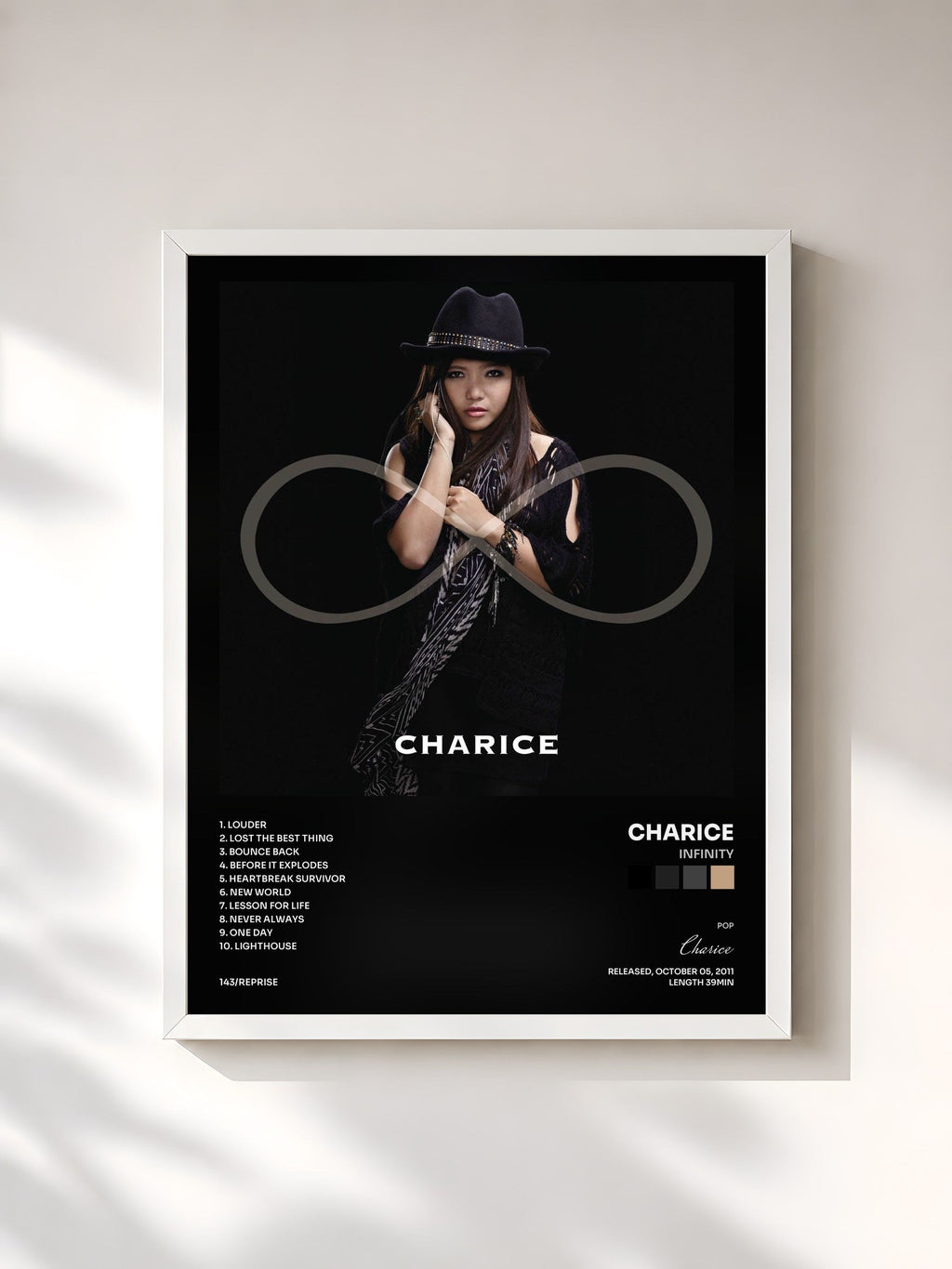 #blanc Infinity de Charice en lámina enmarcada, marco blanco, impresa y enmarcada en Francia