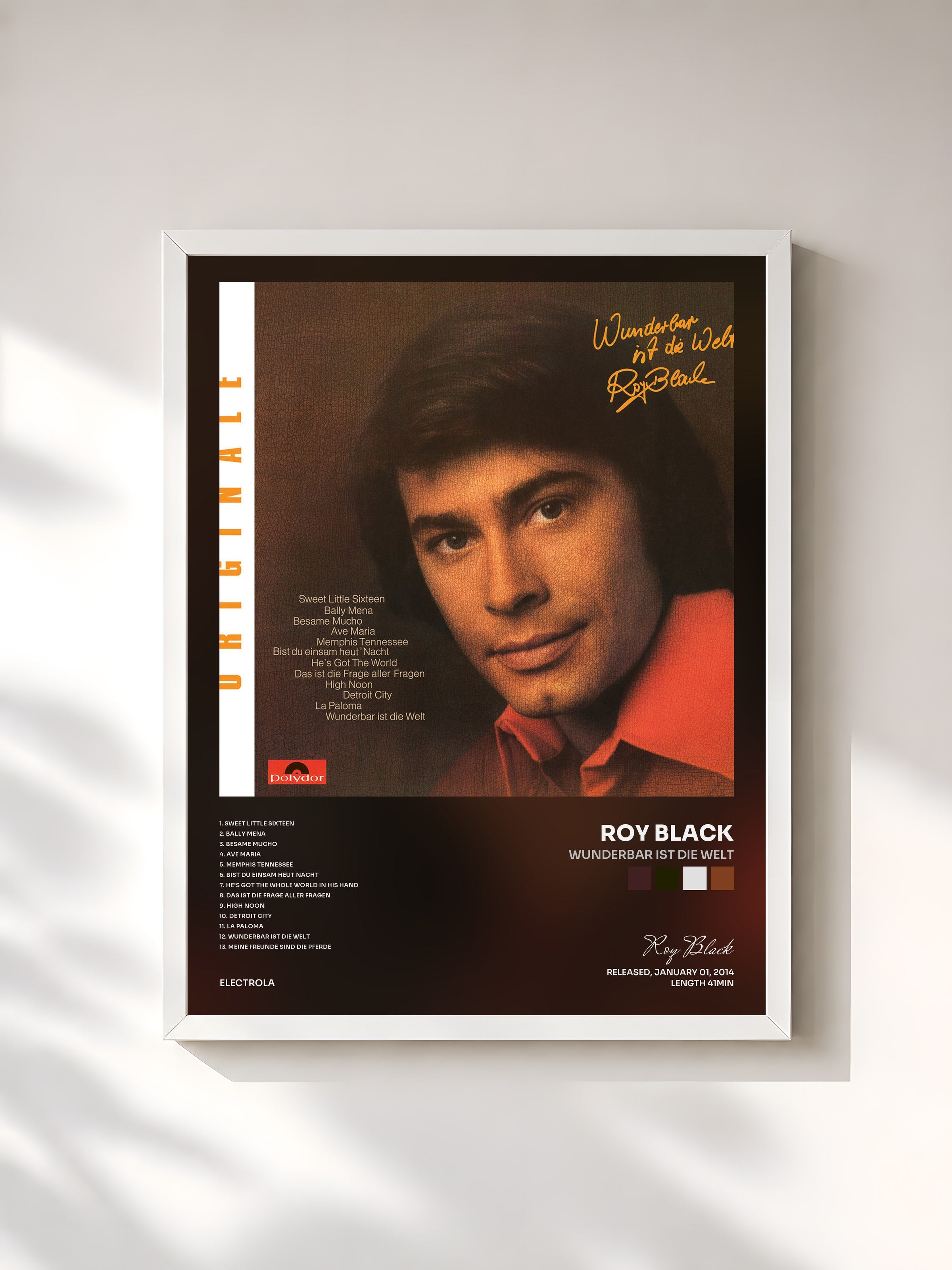 #blanc Tableau de l'album Wunderbar ist die Welt de Roy Black, cadre blanc, imprimé et encadré en France
