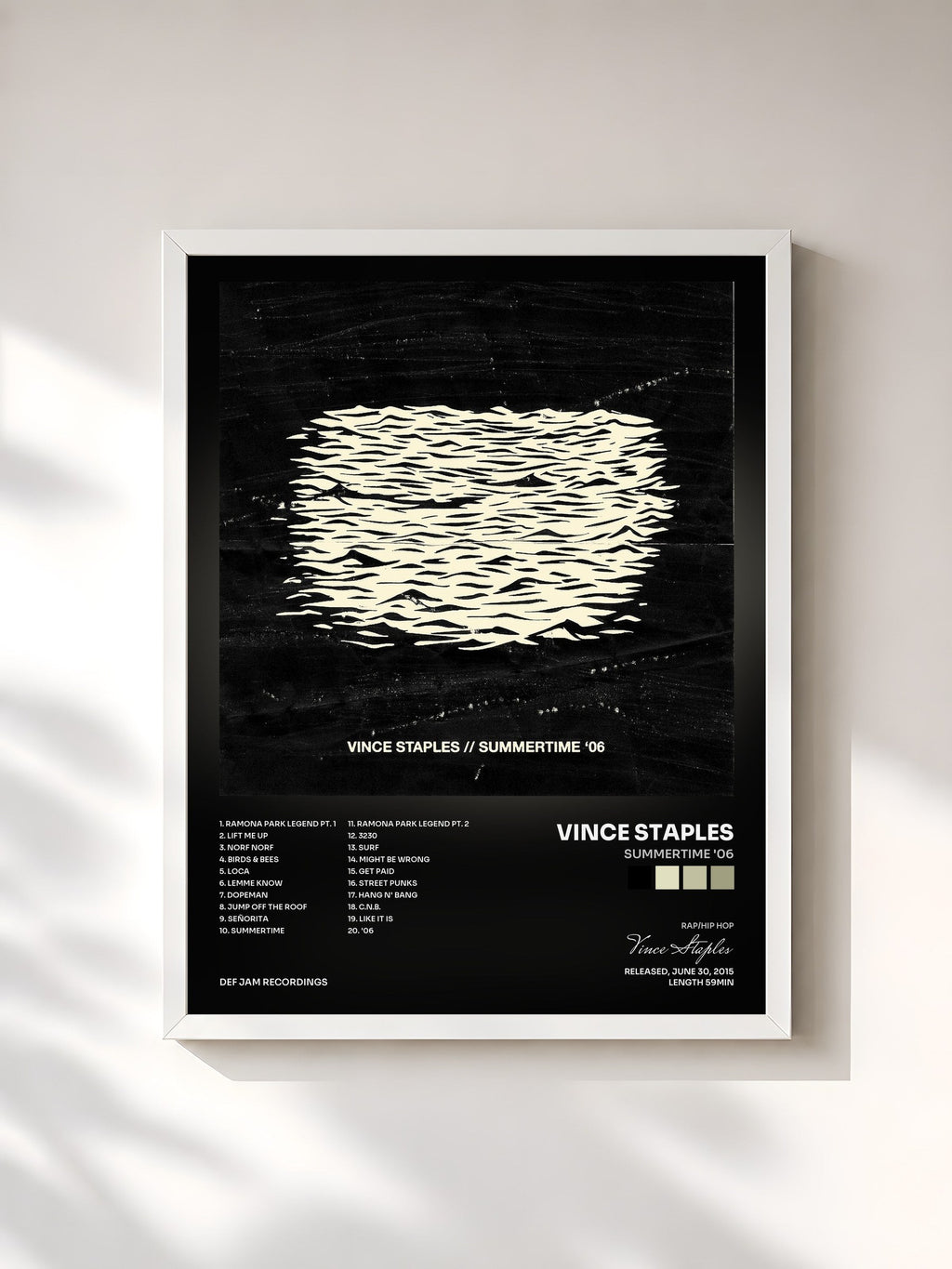 #blanc Summertime '06 von Vince Staples als gerahmter Kunstdruck, weißer Rahmen, gedruckt und gerahmt in Frankreich