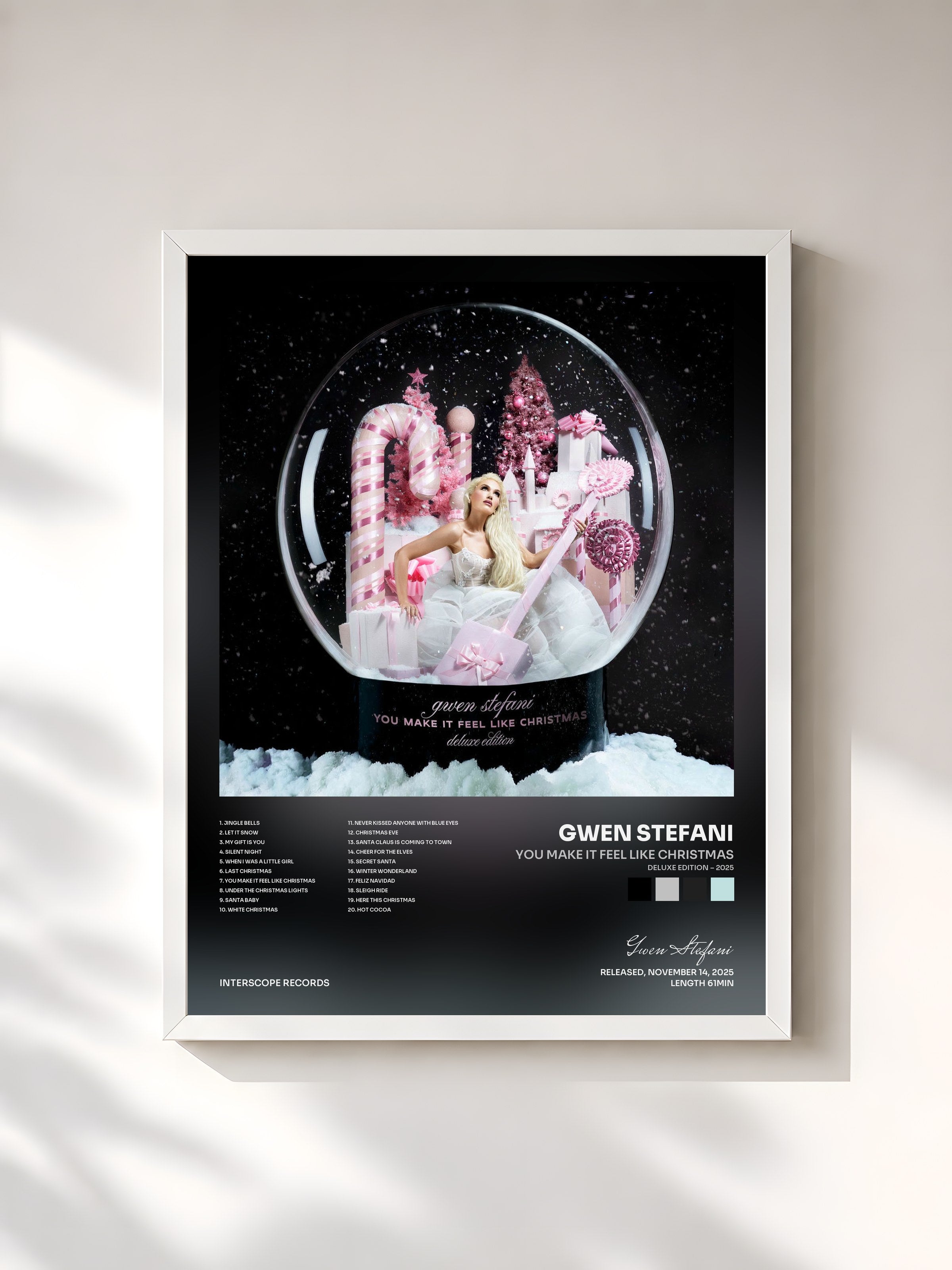 #blanc Tableau de l'album You Make It Feel Like Christmas (Deluxe Edition – 2025) de Gwen Stefani, cadre blanc, imprimé et encadré en France