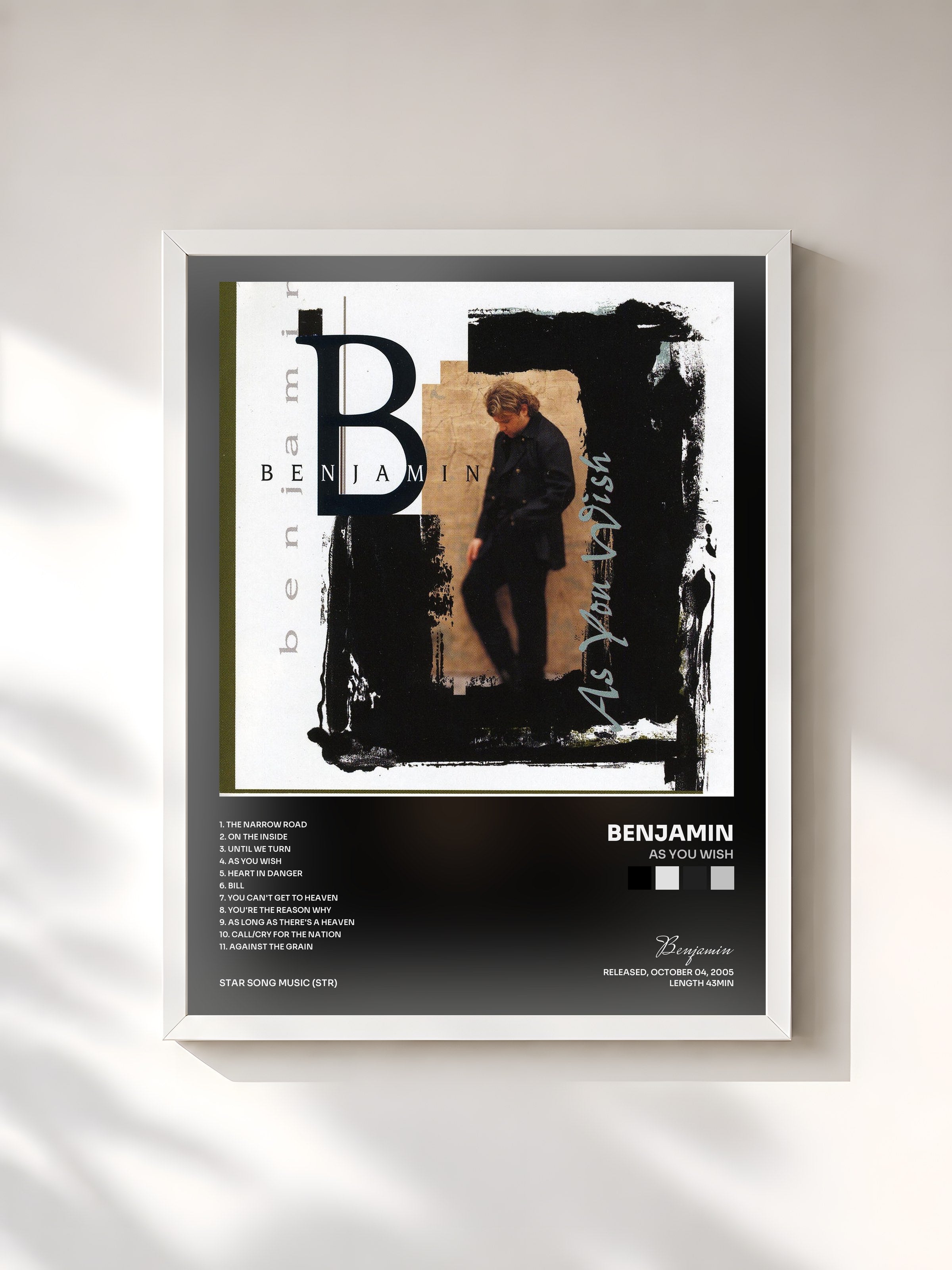 #blanc Tableau de l'album As You Wish de Benjamin, cadre blanc, imprimé et encadré en France