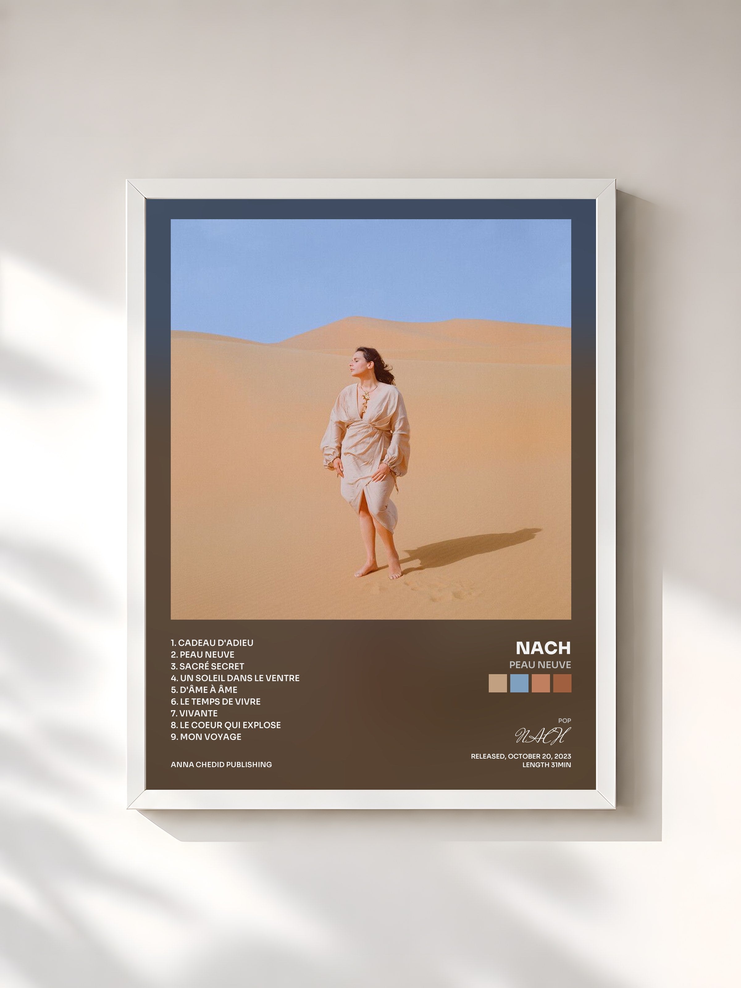 #blanc Tableau de l'album PEAU NEUVE de NACH, cadre blanc, imprimé et encadré en France