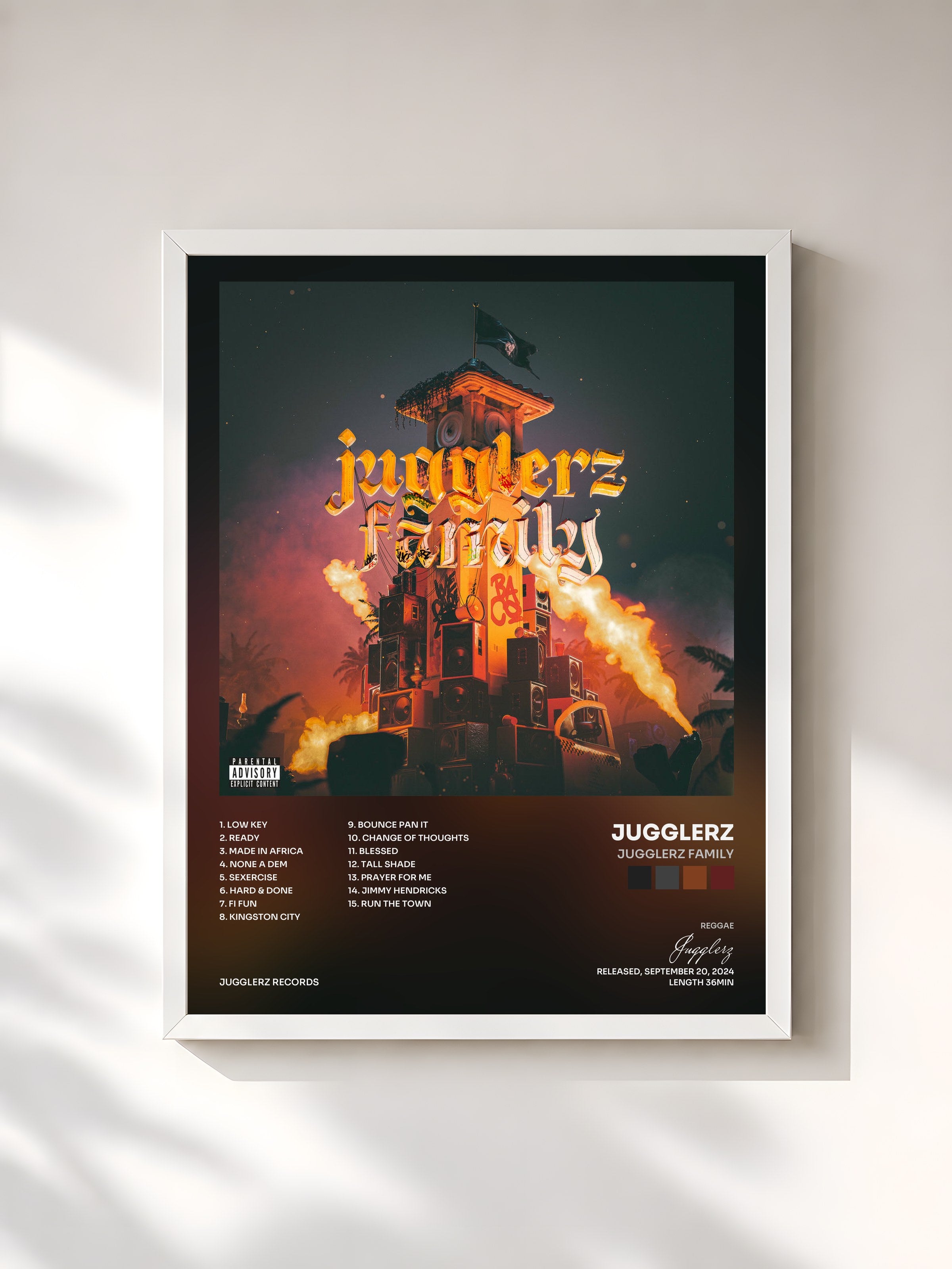 #blanc Tableau de l'album Jugglerz Family de Jugglerz, cadre blanc, imprimé et encadré en France