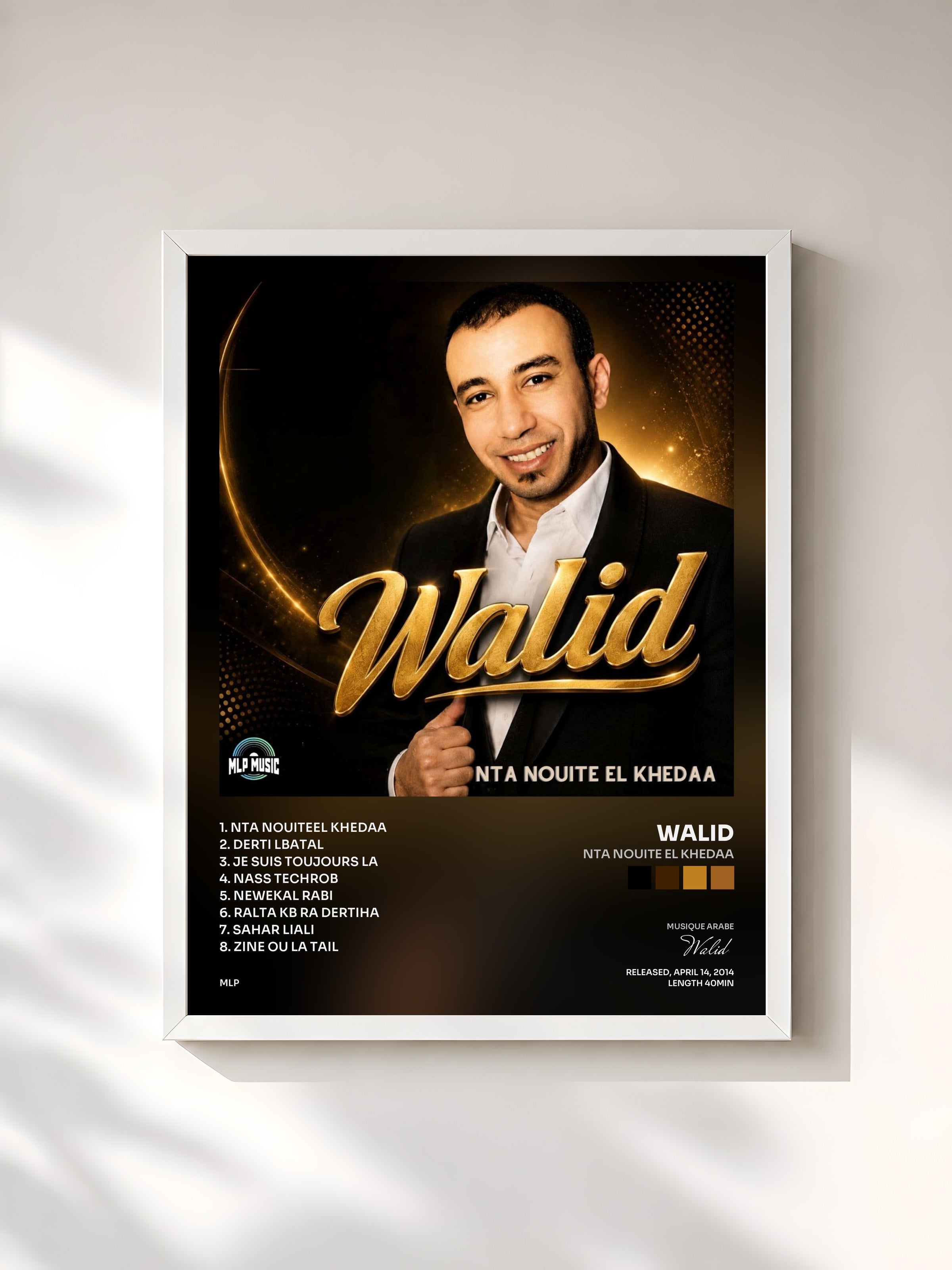 #blanc Tableau de l'album Nta nouite el khedaa de Walid, cadre blanc, imprimé et encadré en France