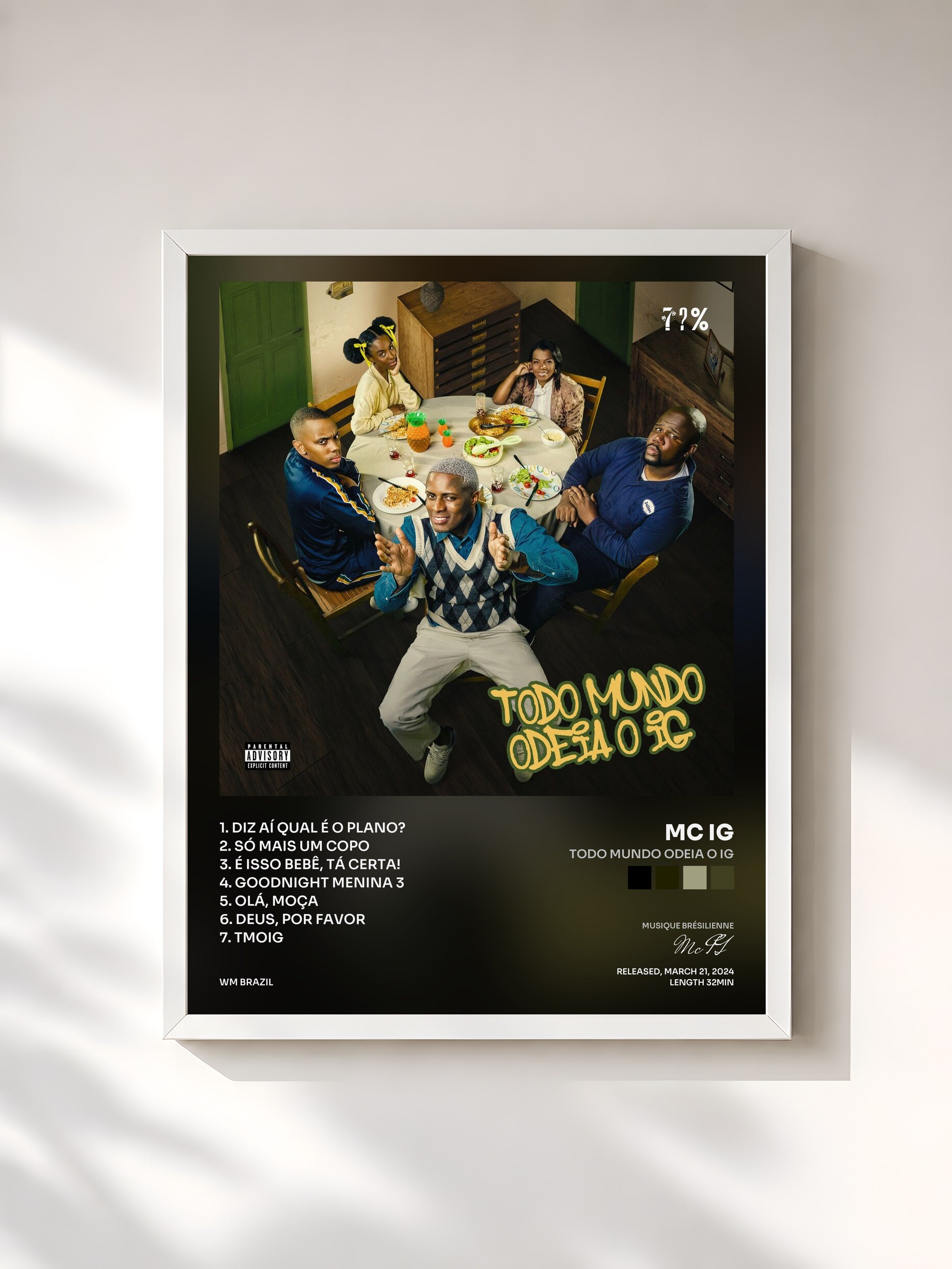 #blanc Tableau de l'album Todo Mundo Odeia o IG de Mc IG, cadre blanc, imprimé et encadré en France