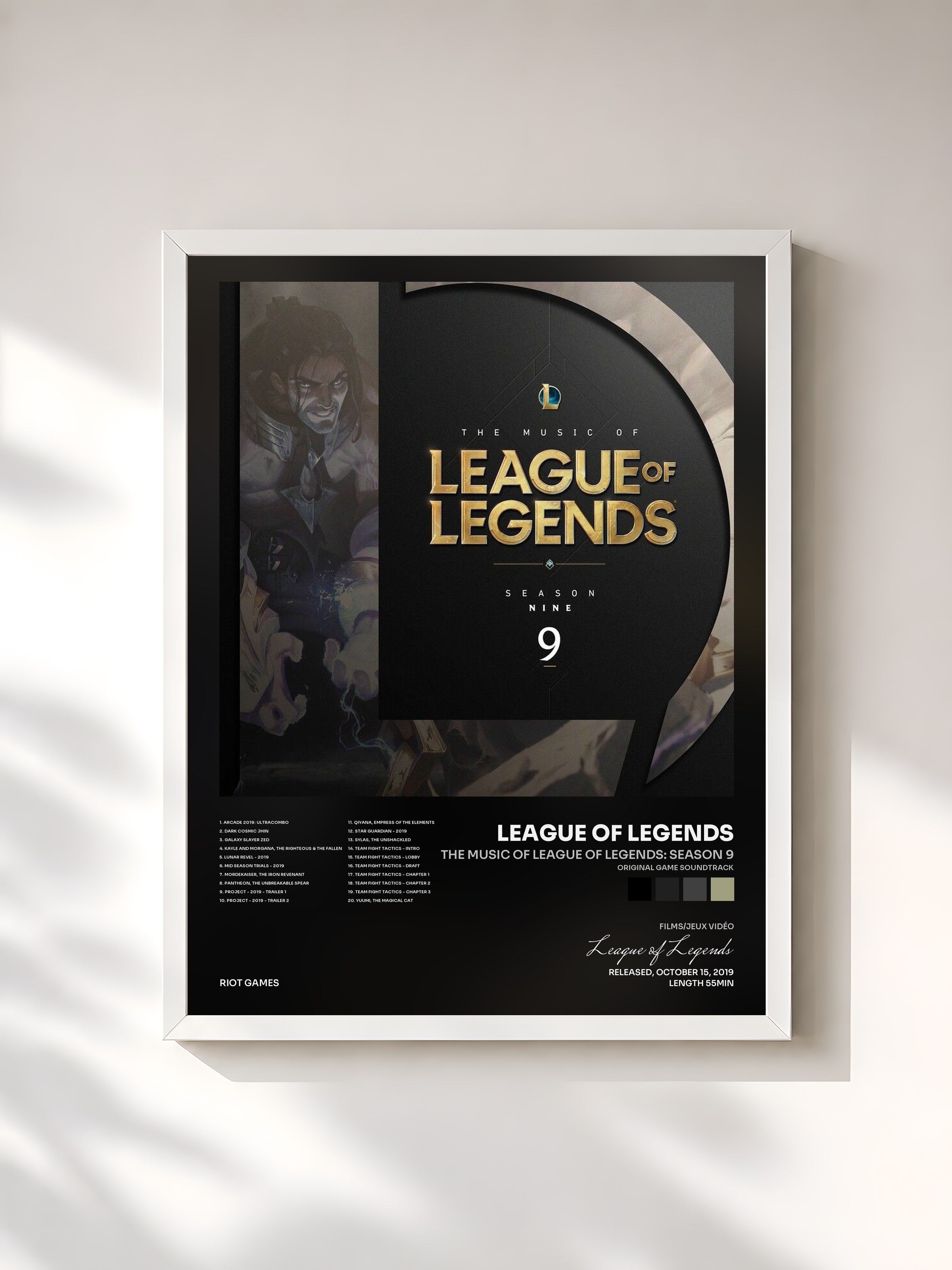 #blanc Tableau de l'album The Music of League of Legends: Season 9 (Original Game Soundtrack) de League of Legends, cadre blanc, imprimé et encadré en France